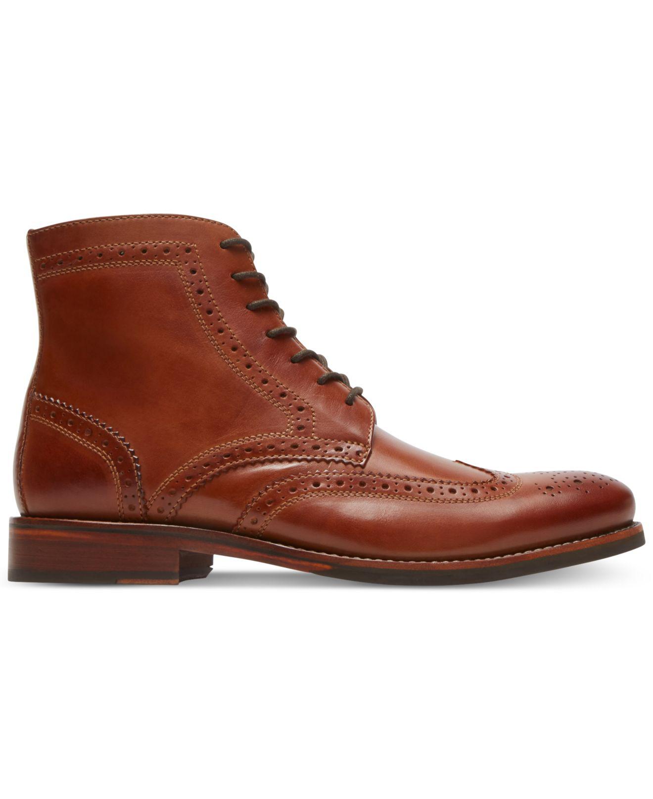 Rockport Leather Men's Wyat Wingtip Boots in Cognac (Brown) for Men - Lyst