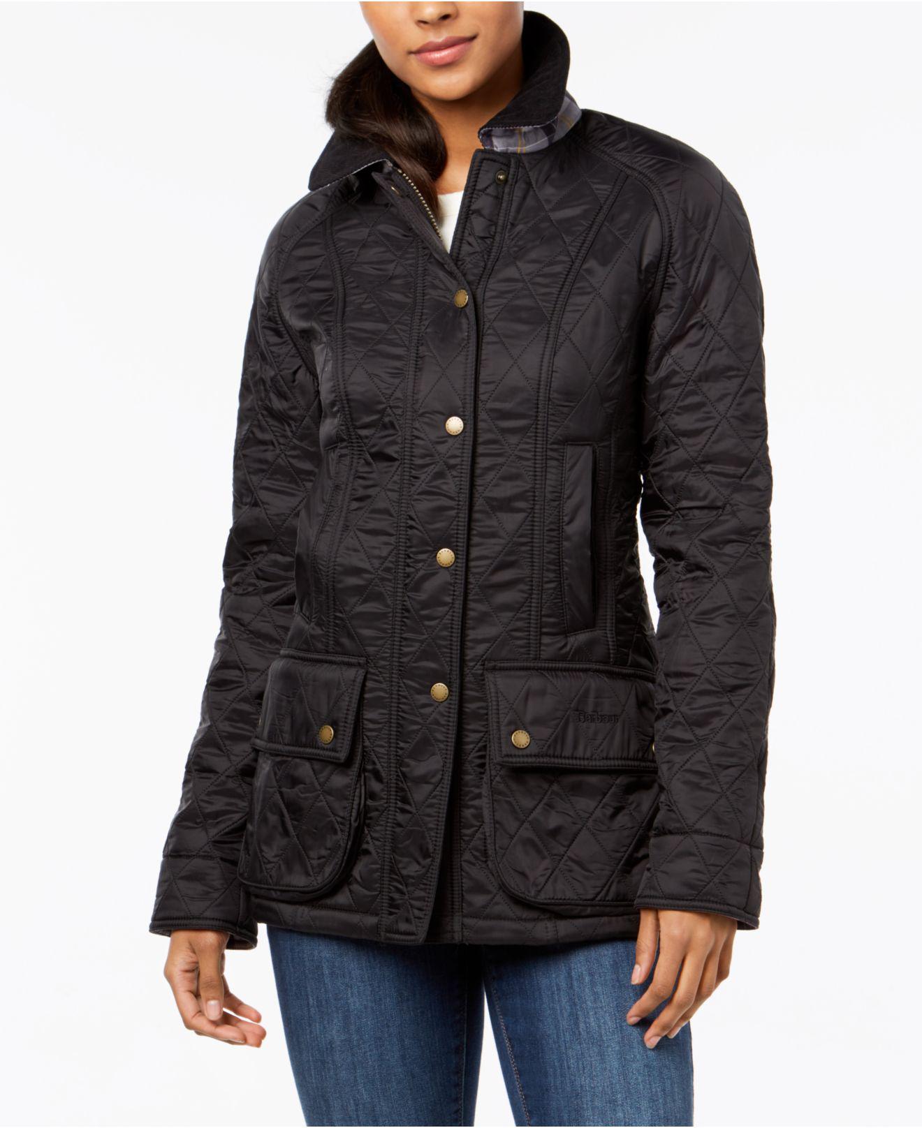 Barbour Corduroy Beadnell Polarquilt Plaid-trim Utility Coat in Black - Lyst