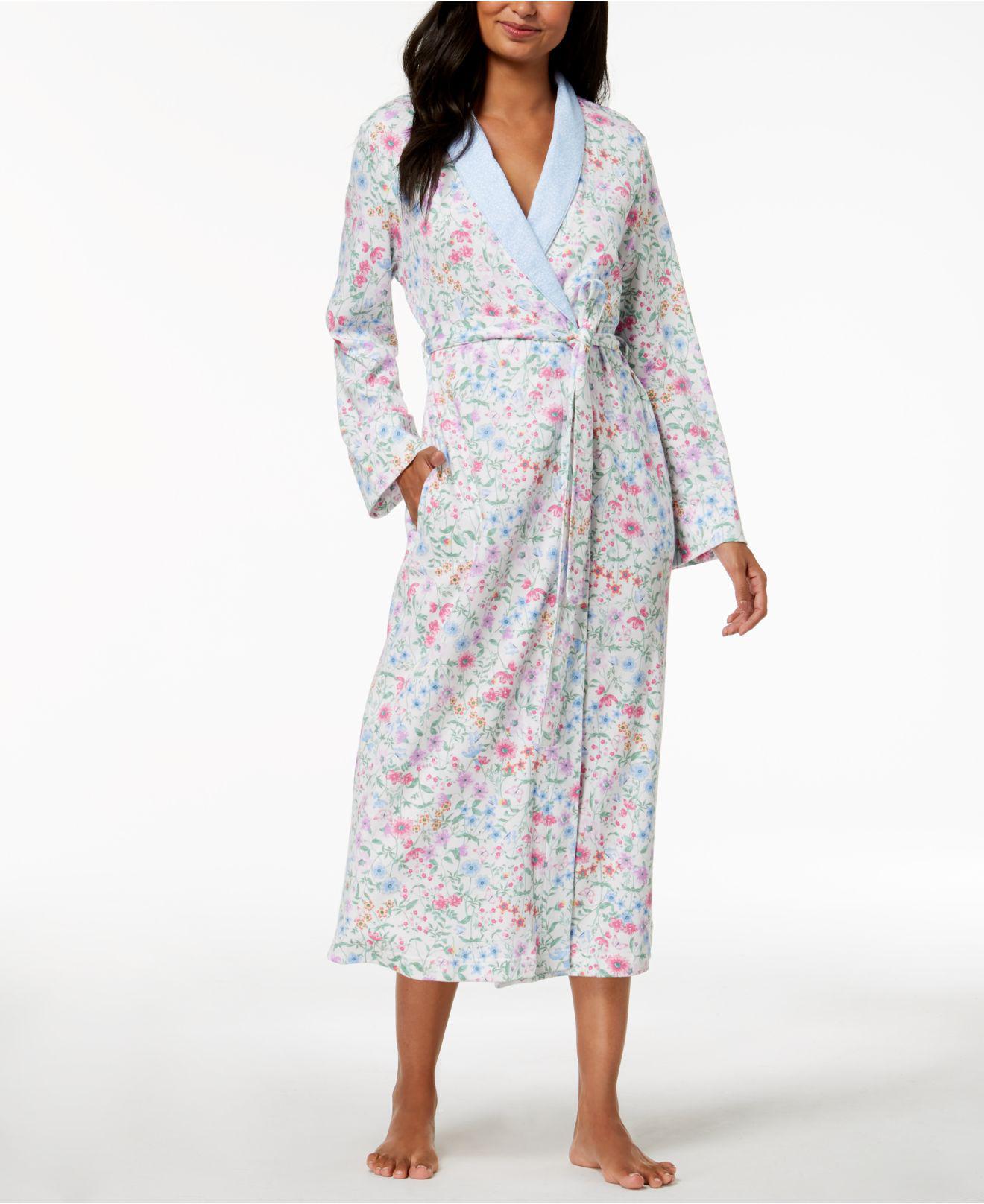 Miss Elaine Cotton Long Wildflowerprint Wrap Robe Lyst