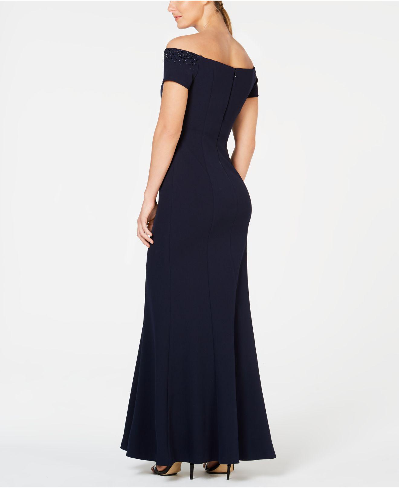 calvin klein off the shoulder gown
