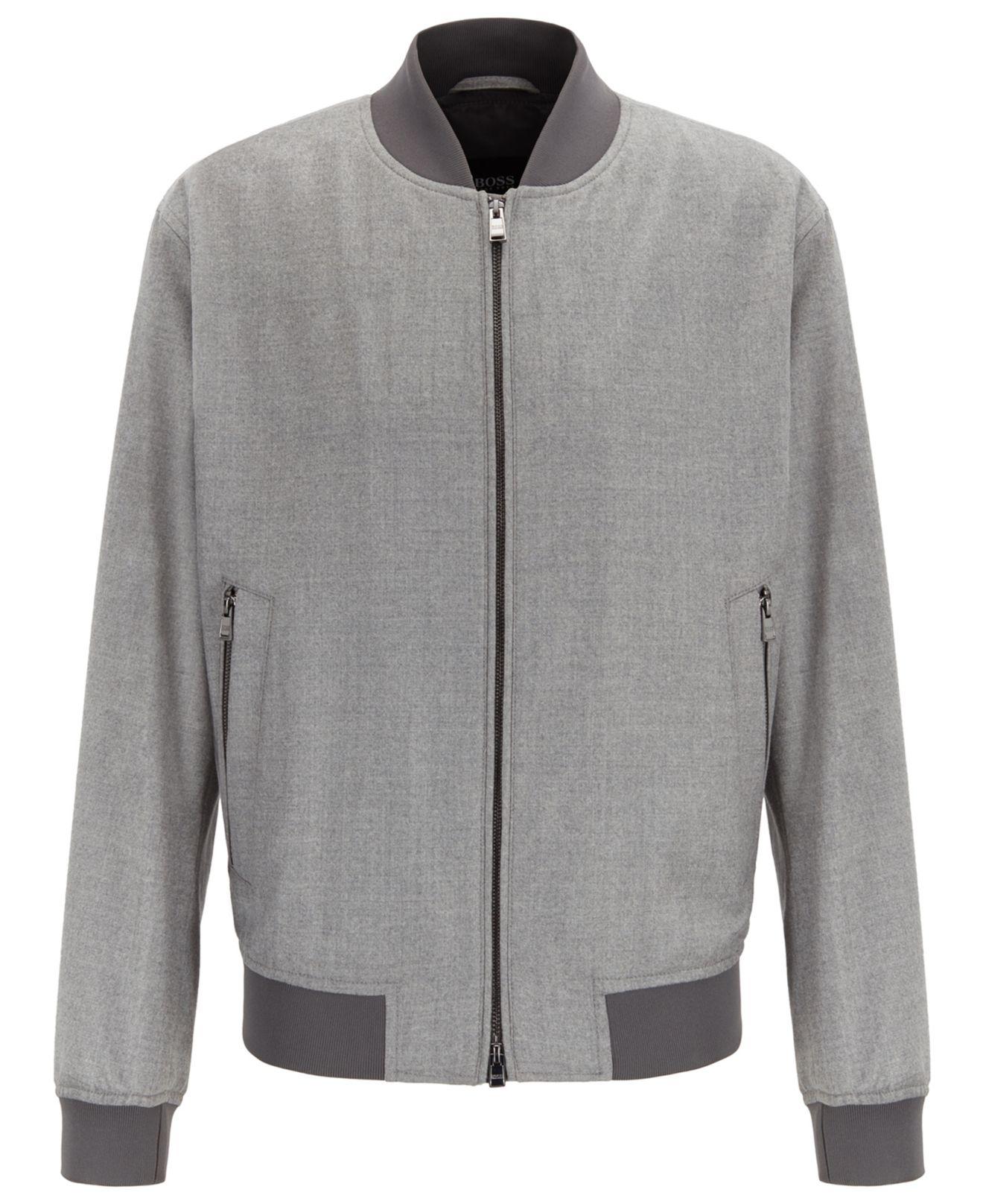 BOSS by HUGO BOSS Grey Wool Bomber Jacket in Gray for Men | Lyst