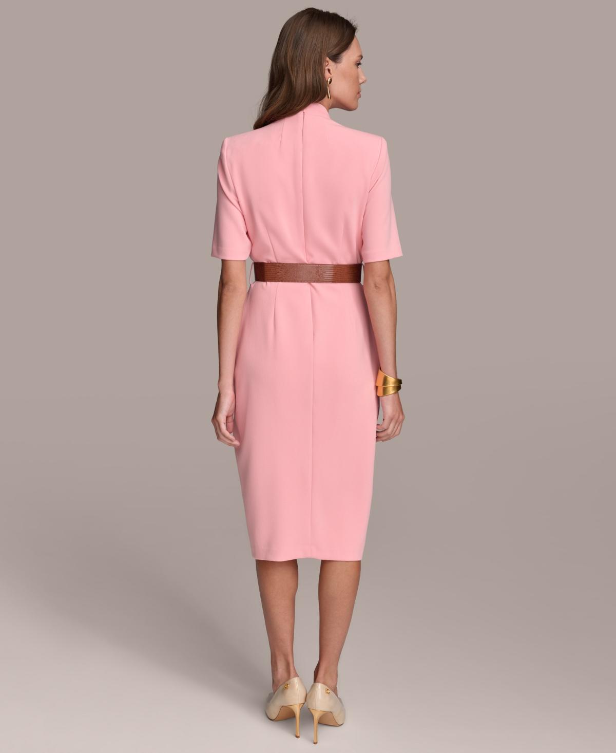 donna karan new york women's v-neck belted short-sleeve midi dress Donna Karan Sleeveless Square Neck Midi A Line Dress - Green - Size 4