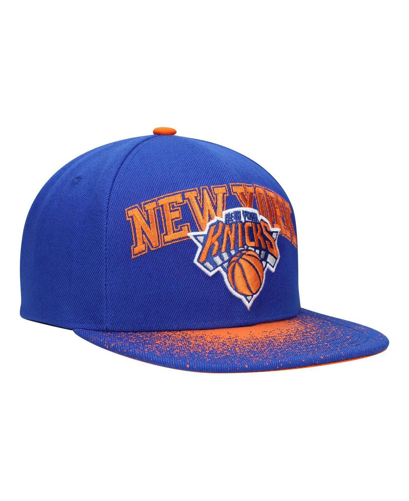Men's Mitchell & Ness Black/Blue New York Knicks Hardwood Classics Low Big  Face Snapback Hat