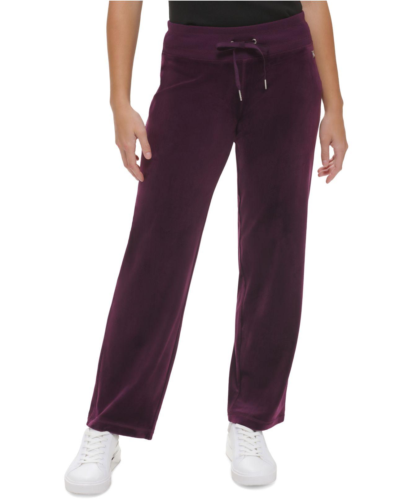 Calvin Klein Petite Wide Leg Velour Pants in Purple | Lyst
