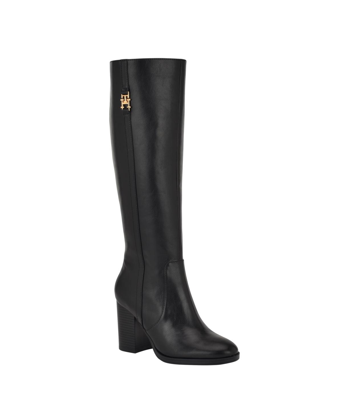 Tommy hilfiger tall black boots discount