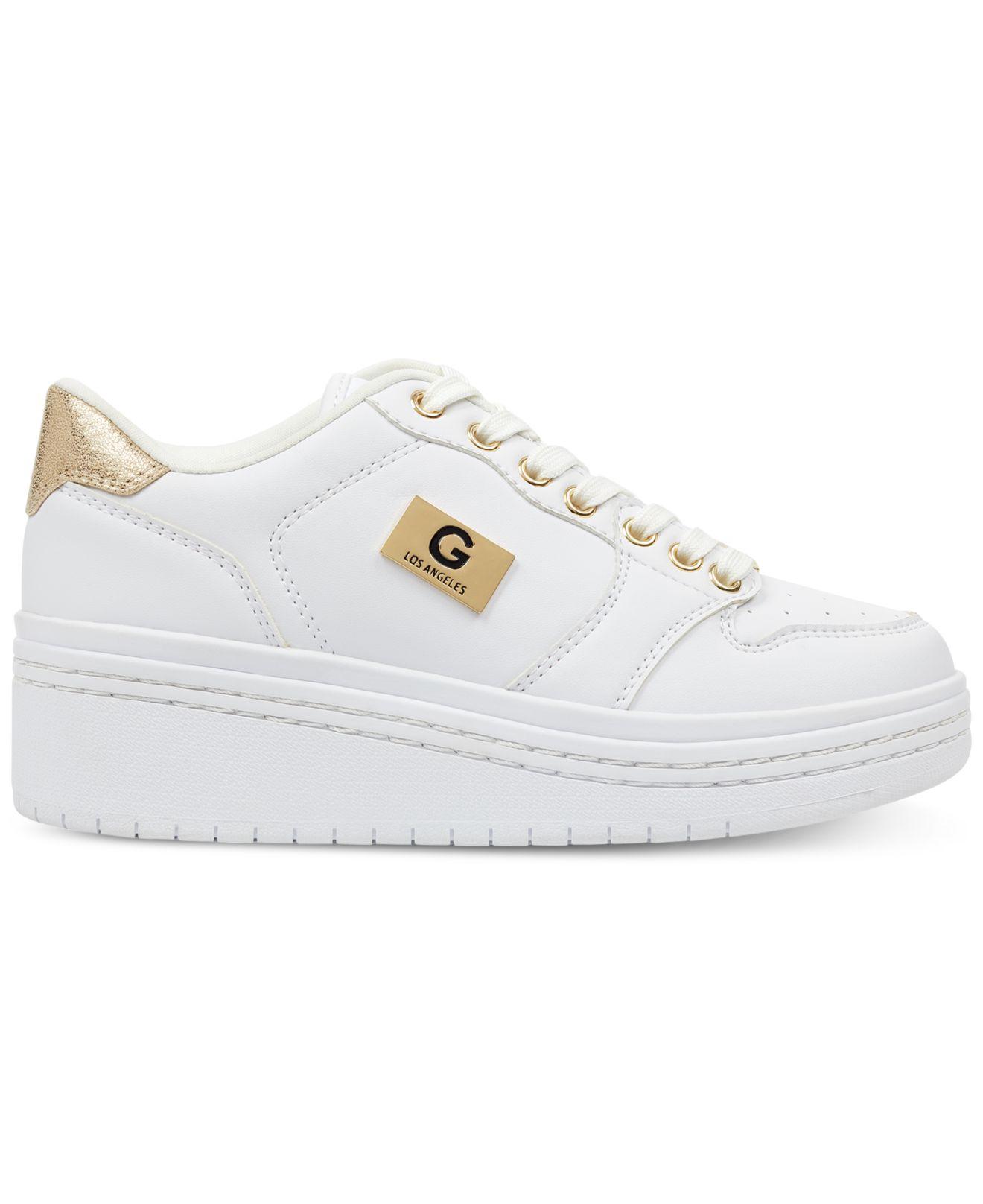 G by Guess Gbg Los Angeles Rigster Wedge Sneakers in White | Lyst