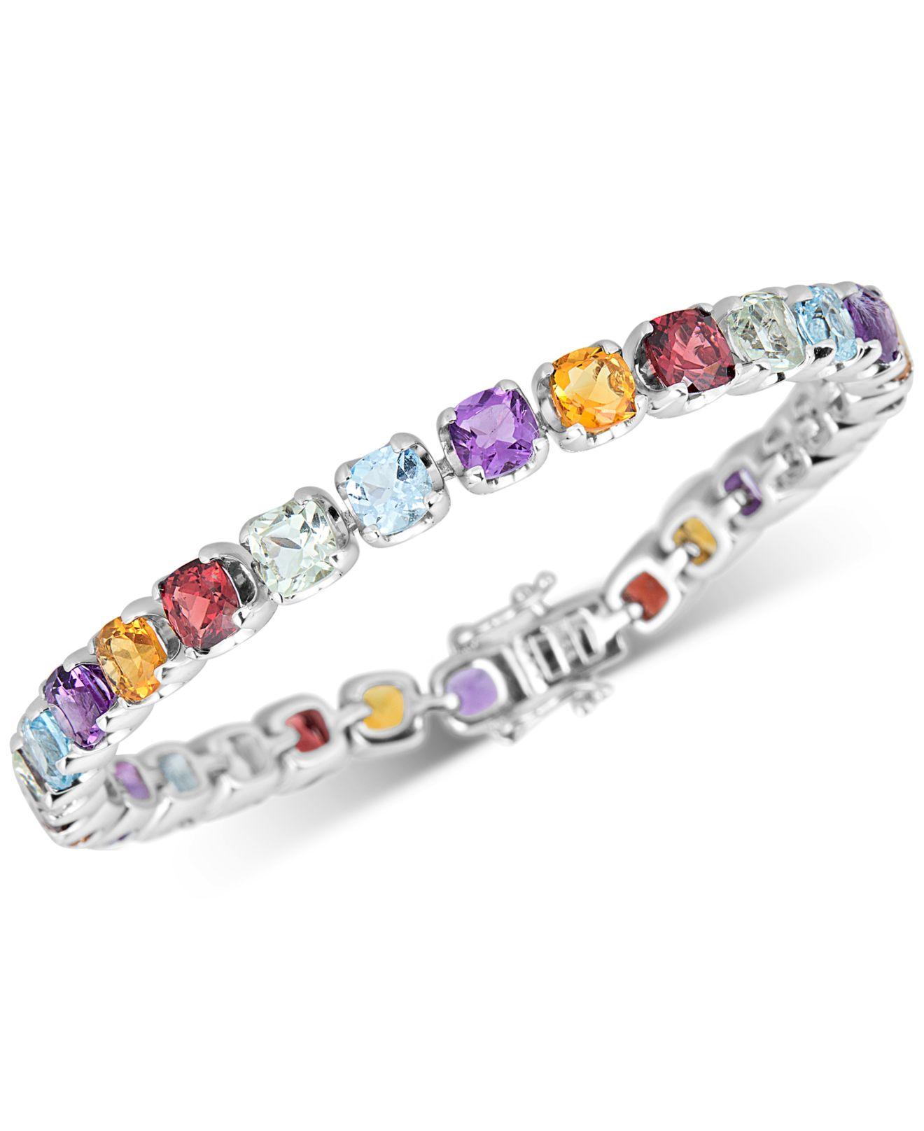 Macy's Multi-gemstone Tennis Bracelet (17-3/8 Ct. T.w.) In Sterling ...