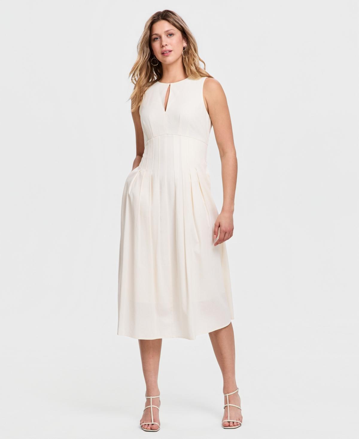 open lace back dress Sam Edelman Women's Sleeveless Thick Tic Strap Sheath Midi Dress, Ivory, 0  at Amazon Women's Clothing store