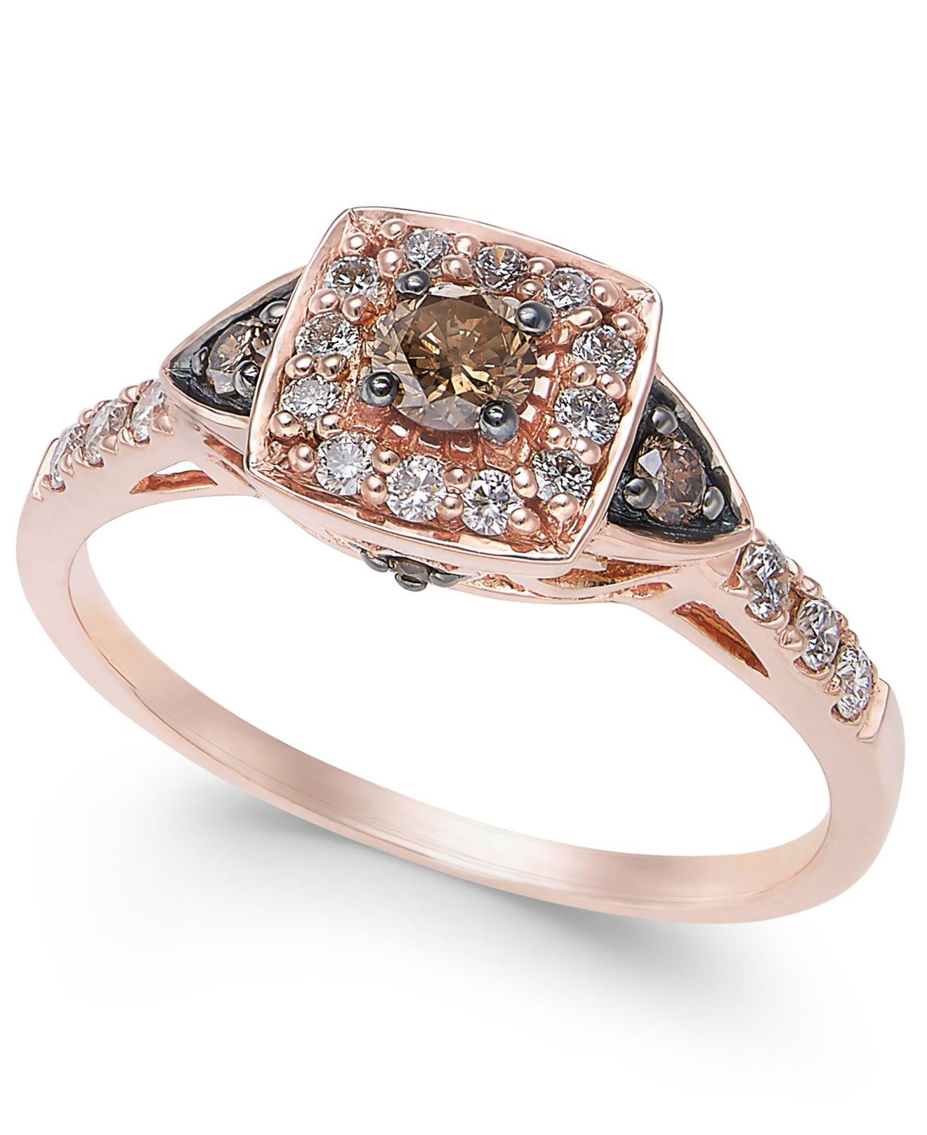 Le Vian Chocolate By Petite Chocolate And White Diamond Ring (3/8 Ct. T.w.) In 14k Rose Gold in