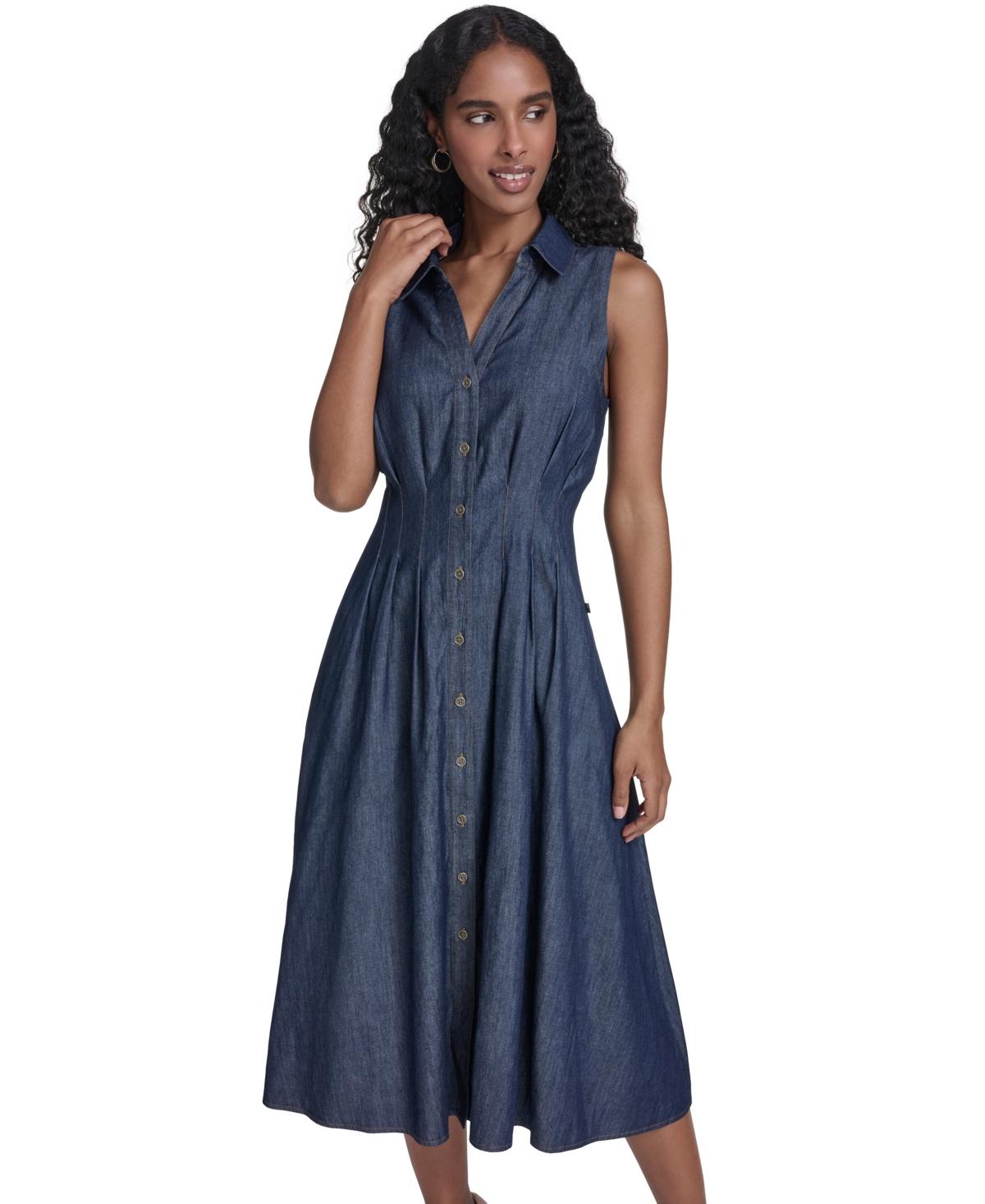tommy hilfiger women denim dress Tommy Hilfiger Women's V-Neck Denim Midi Dress