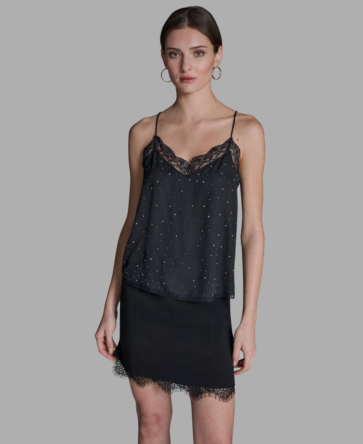 Blouse BCBG Max Azria Noire - Dos Ouvert Dentelle, Manches 3/4, Taille XS, Neuve Sans étiquette