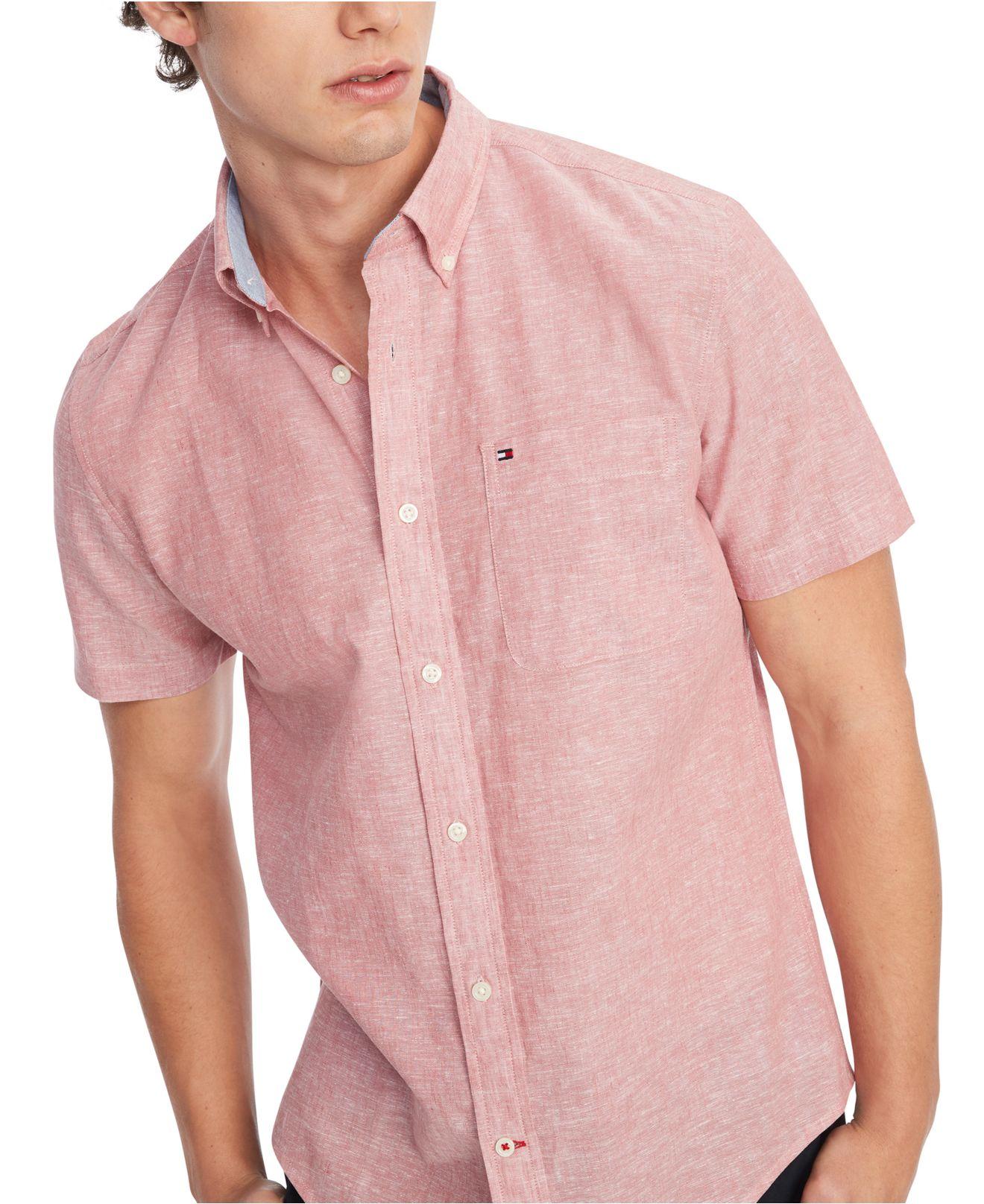 Tommy Hilfiger Custom-fit Porter Cotton Linen Woven Shirt in Pink for Men |  Lyst