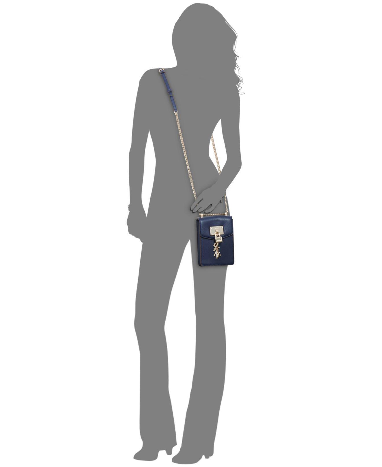 DKNY Leather Elissa Phone Crossbody in Indigo (Blue) | Lyst