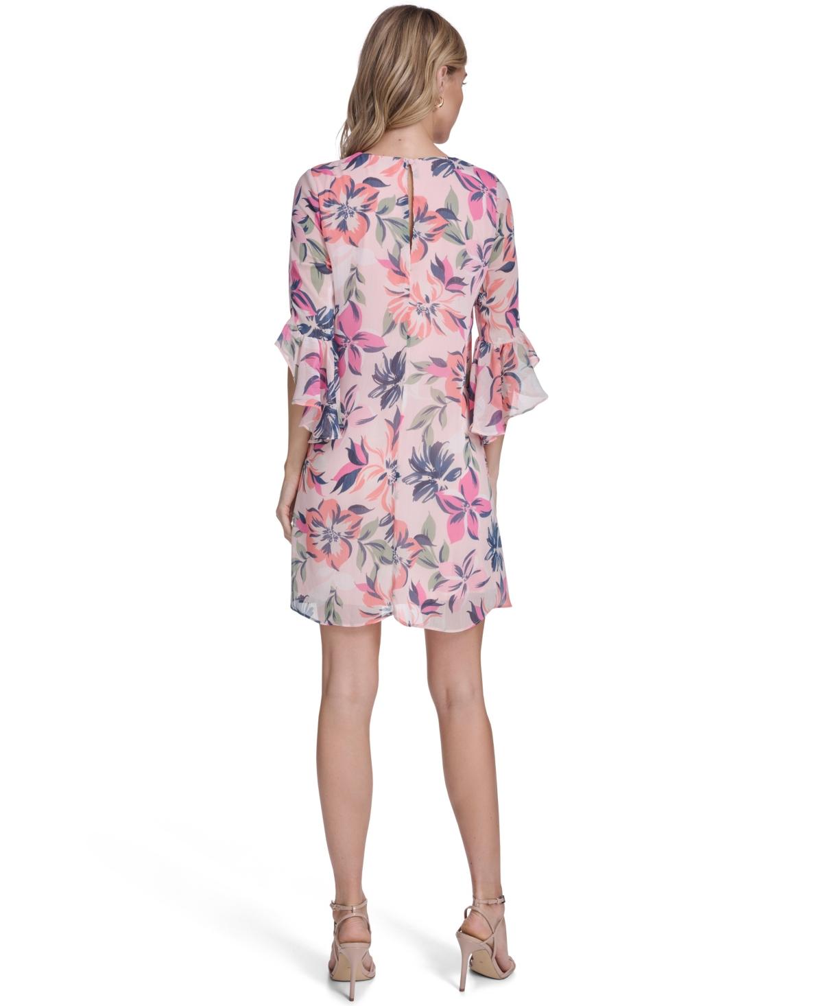 sachin and babi light blue dress calvin klein chiffon bell sleeve dress 2026 Buy