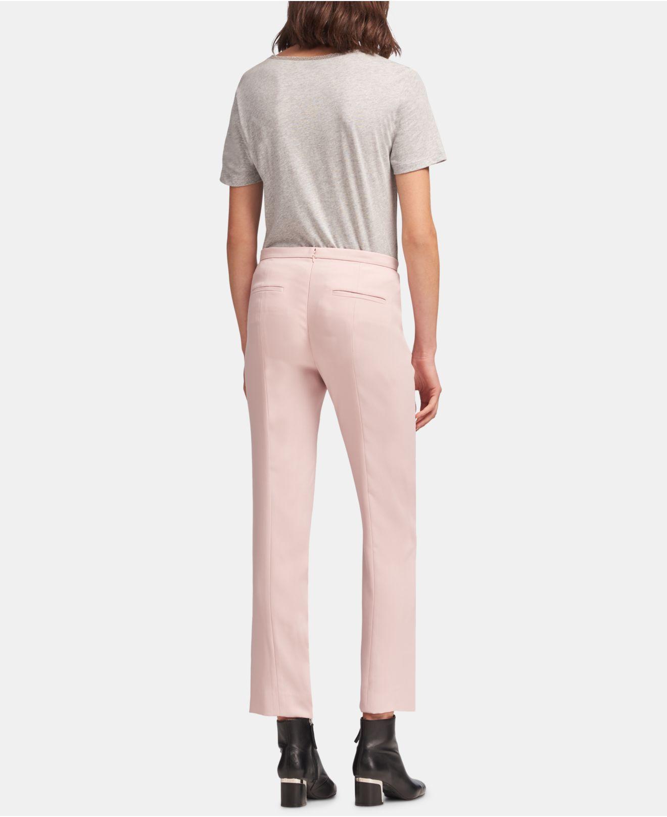 DKNY Synthetic Frontslit Straightleg Pants in Light Pink (Pink) Lyst