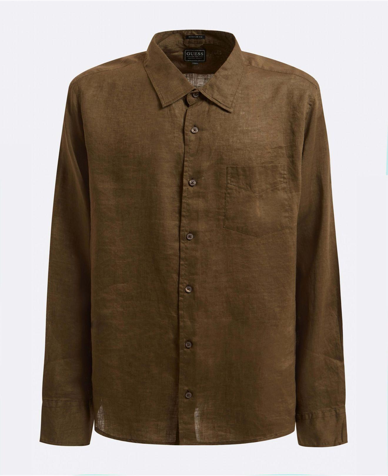 Guess Linen Island West Shirt in Tan (Natural) for Men | Lyst