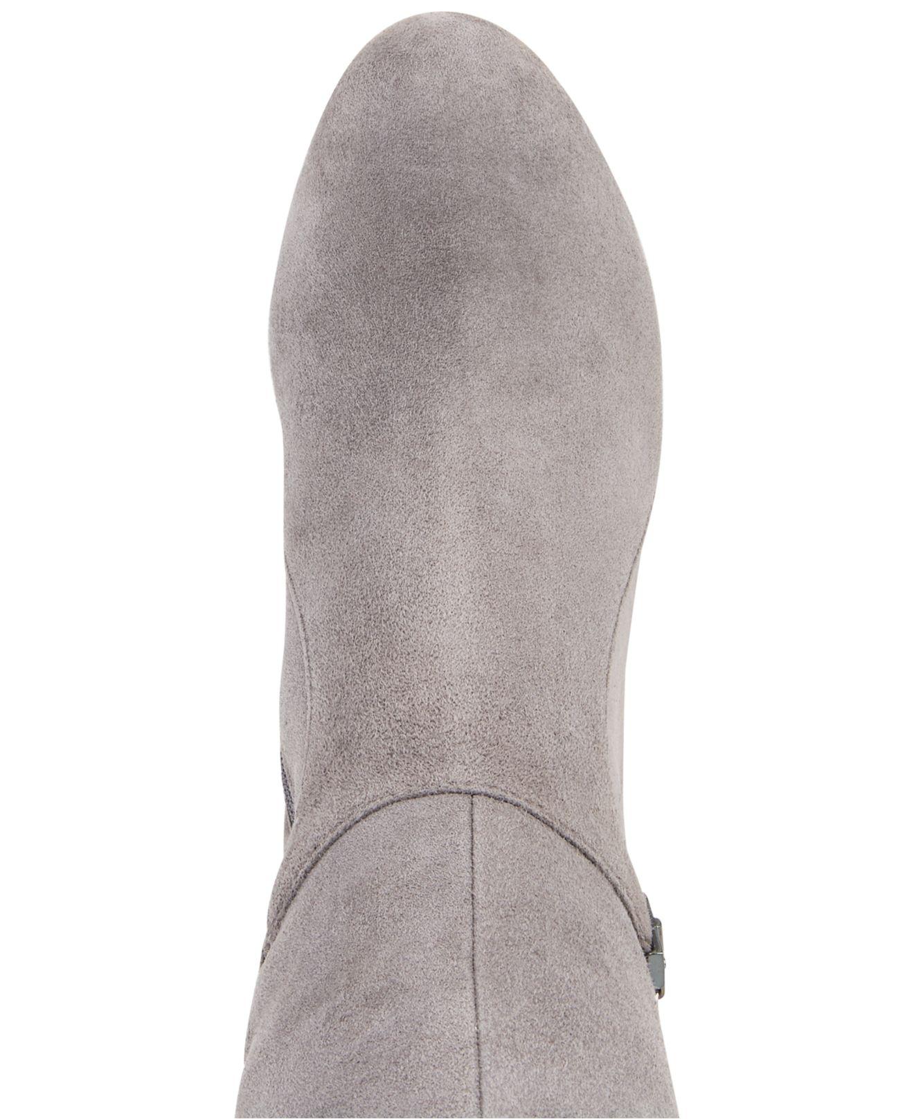 Bandolino Leather Lamari Wide-calf Dress Boots in Gray - Lyst