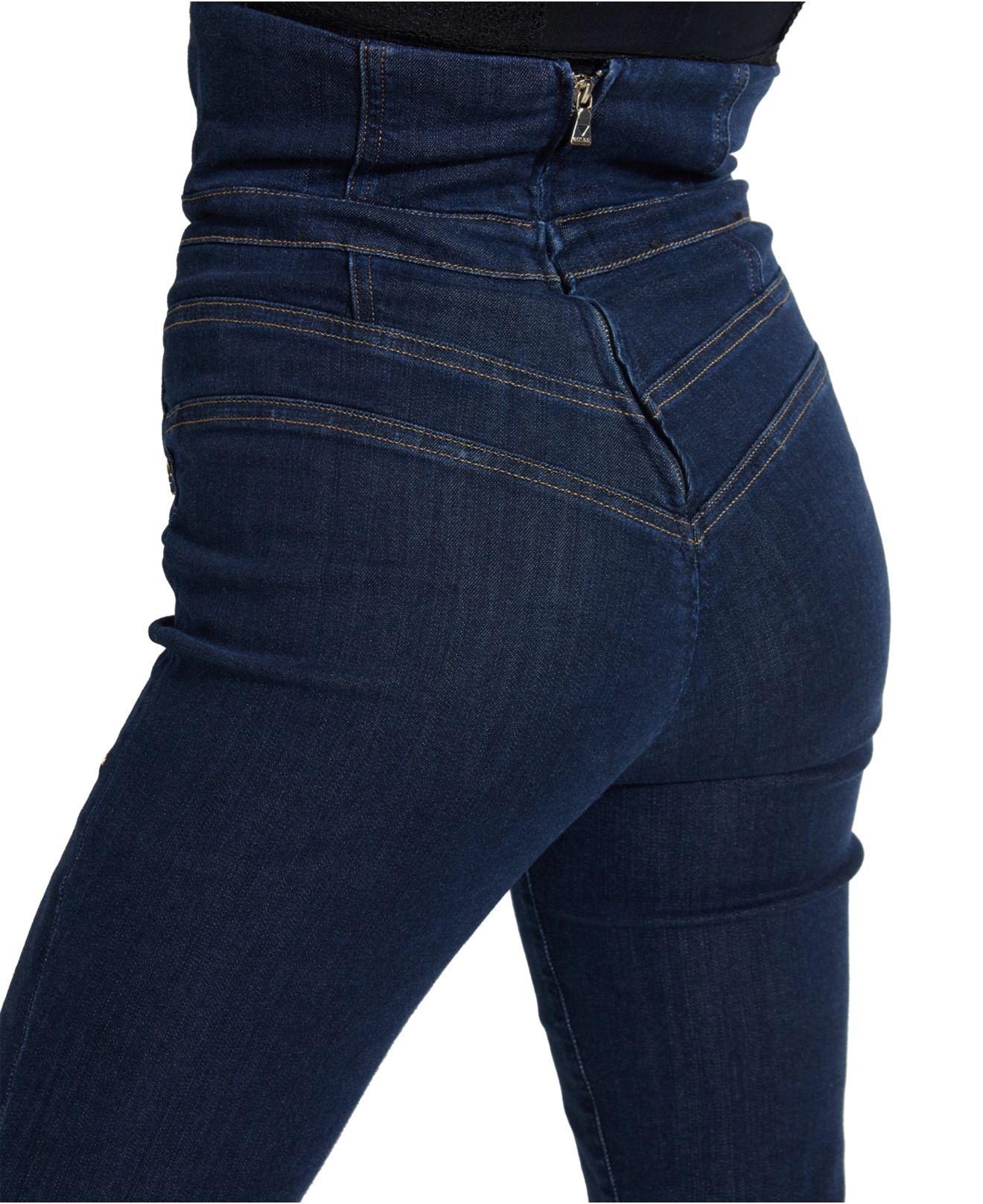 Guess Denim Eco Gwen Super-high Rise Corset Jeans in Blue | Lyst