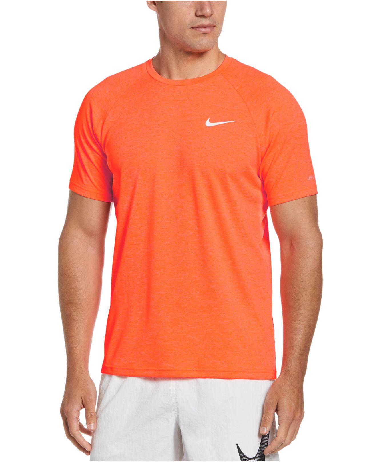 Nike Hydroguard Drifit Stretch Upf 40+ Heather Rash Guard in Orange