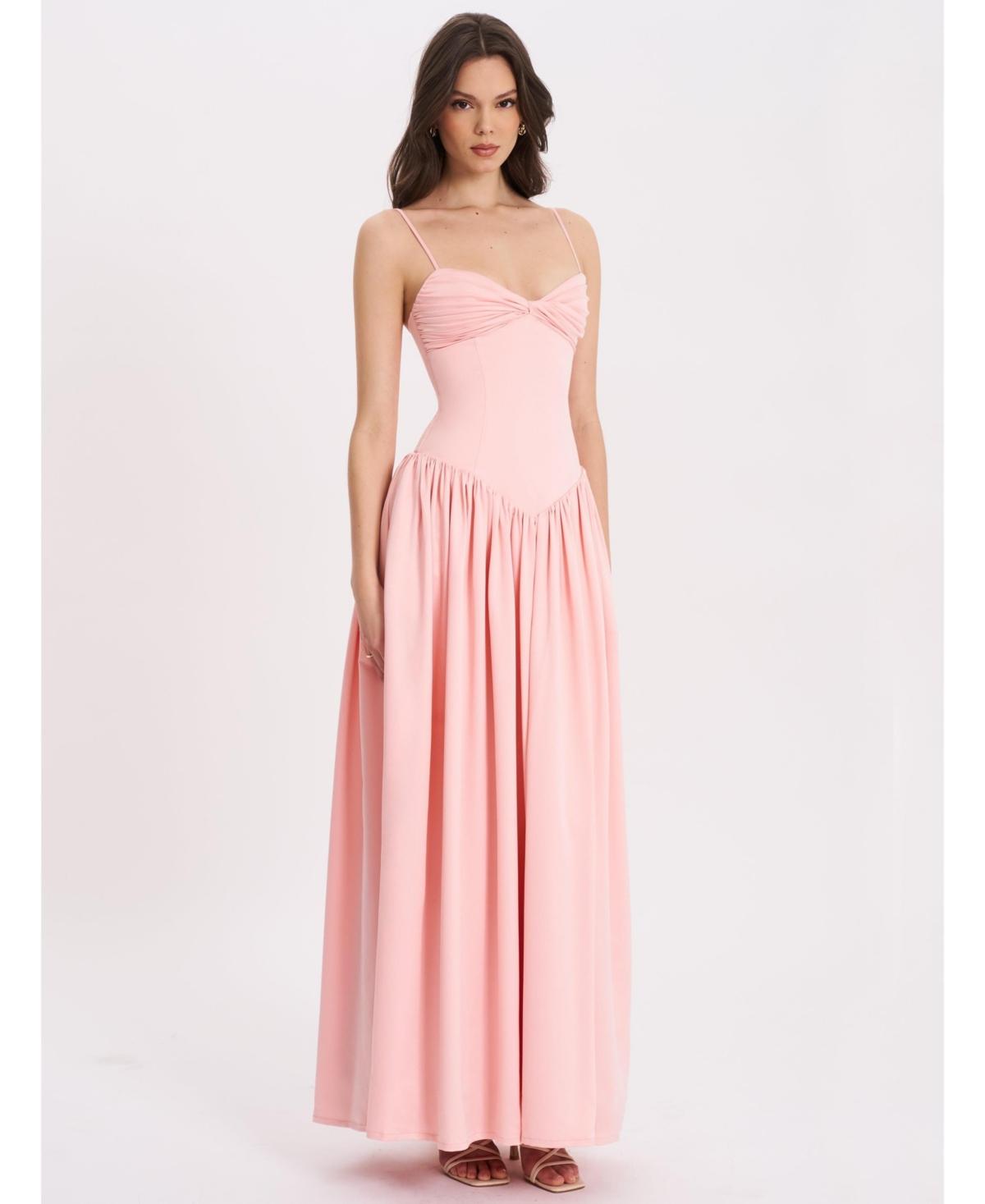 Miss Circle Najwa Baby Ruched Breast Drop Waist Maxi Dress in Pink | Lyst
