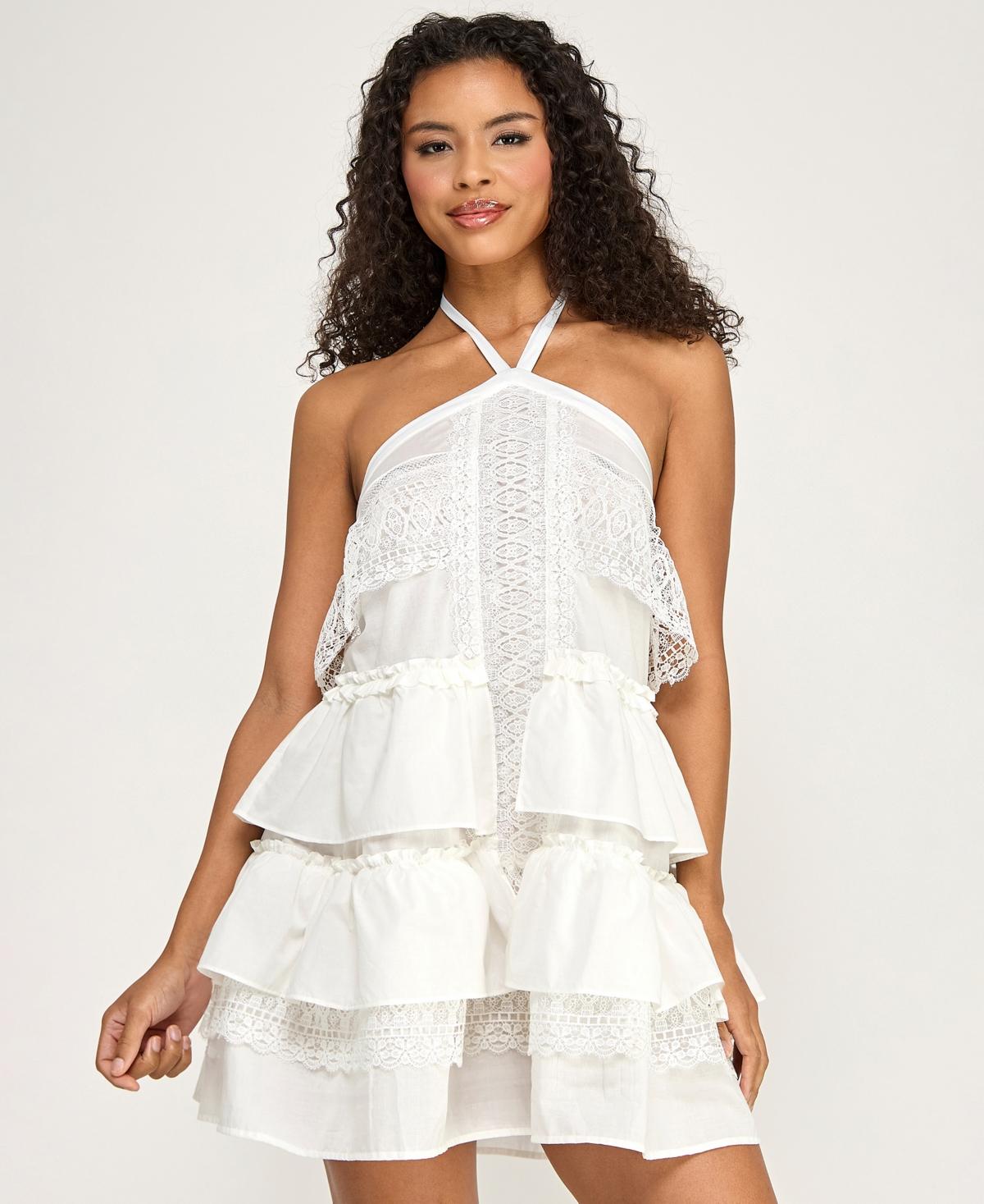 halter neck babydoll dress Beatrice Backless Halter Babydoll Mini Dress American Threads Cream / L