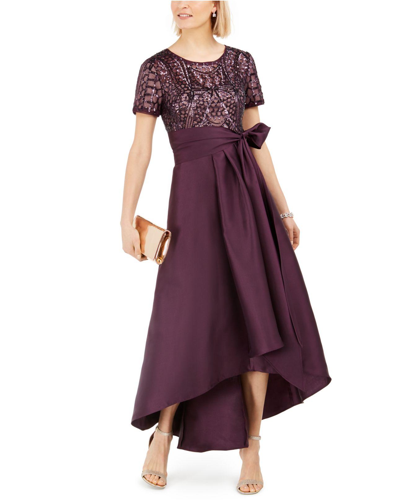 rm richards high low taffeta gown