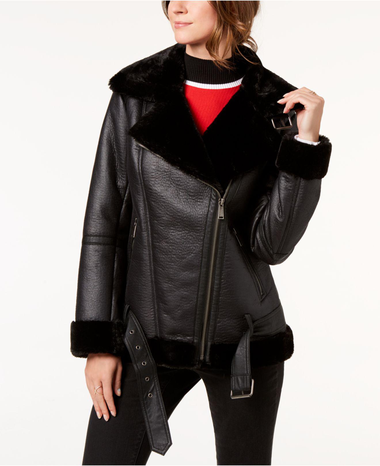 Bcbgeneration Black Faux Fur Trim Moto Jacket