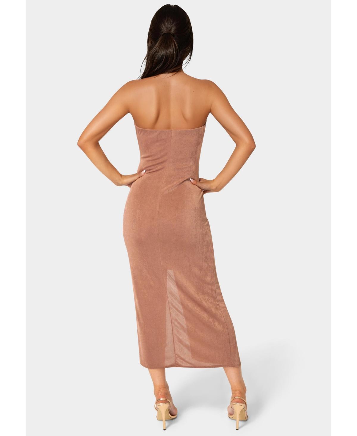 Bebe Strapless Twist Waist Maxi Dress in White | Lyst