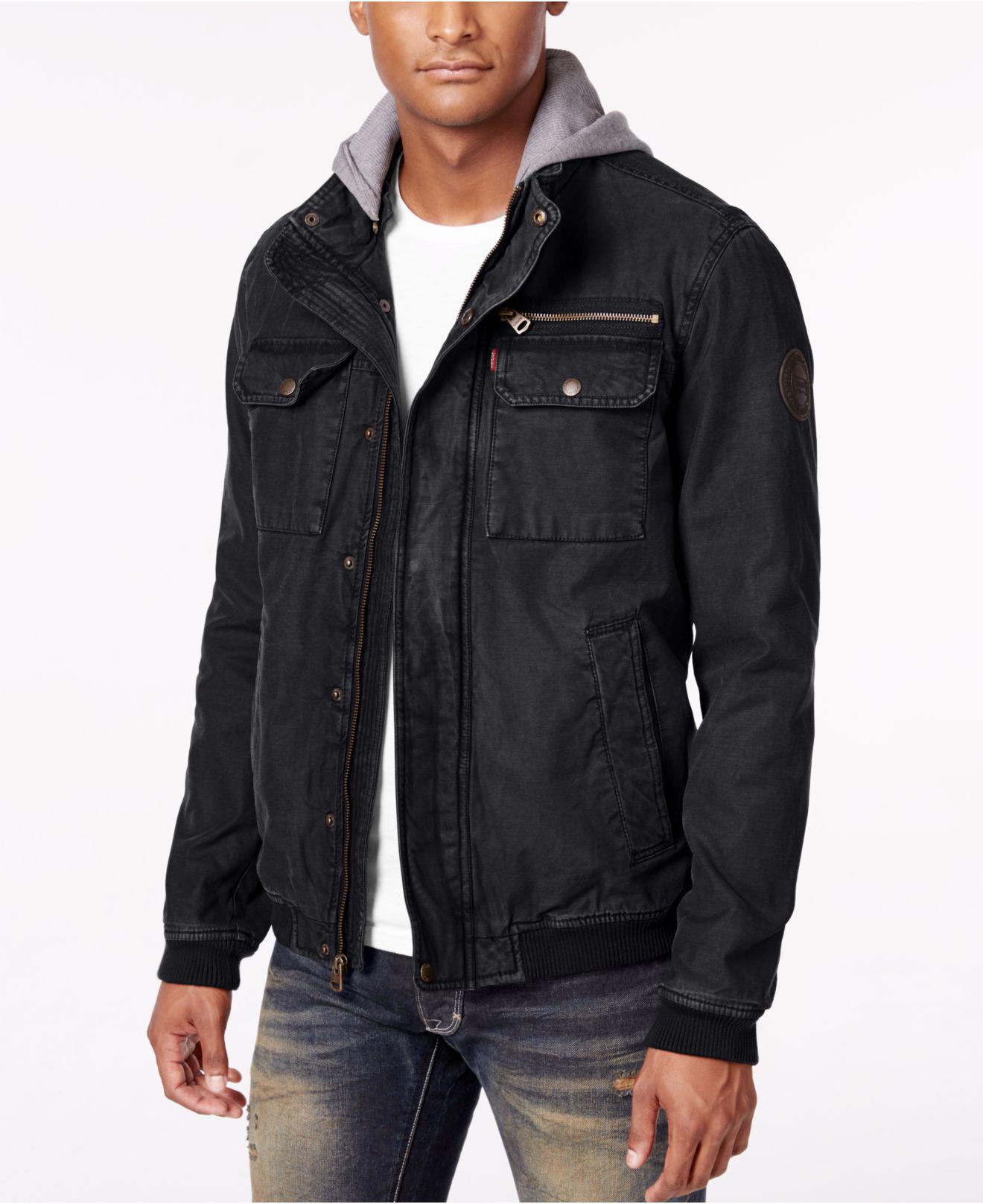 levi's men's wool blend hooded military jacket
