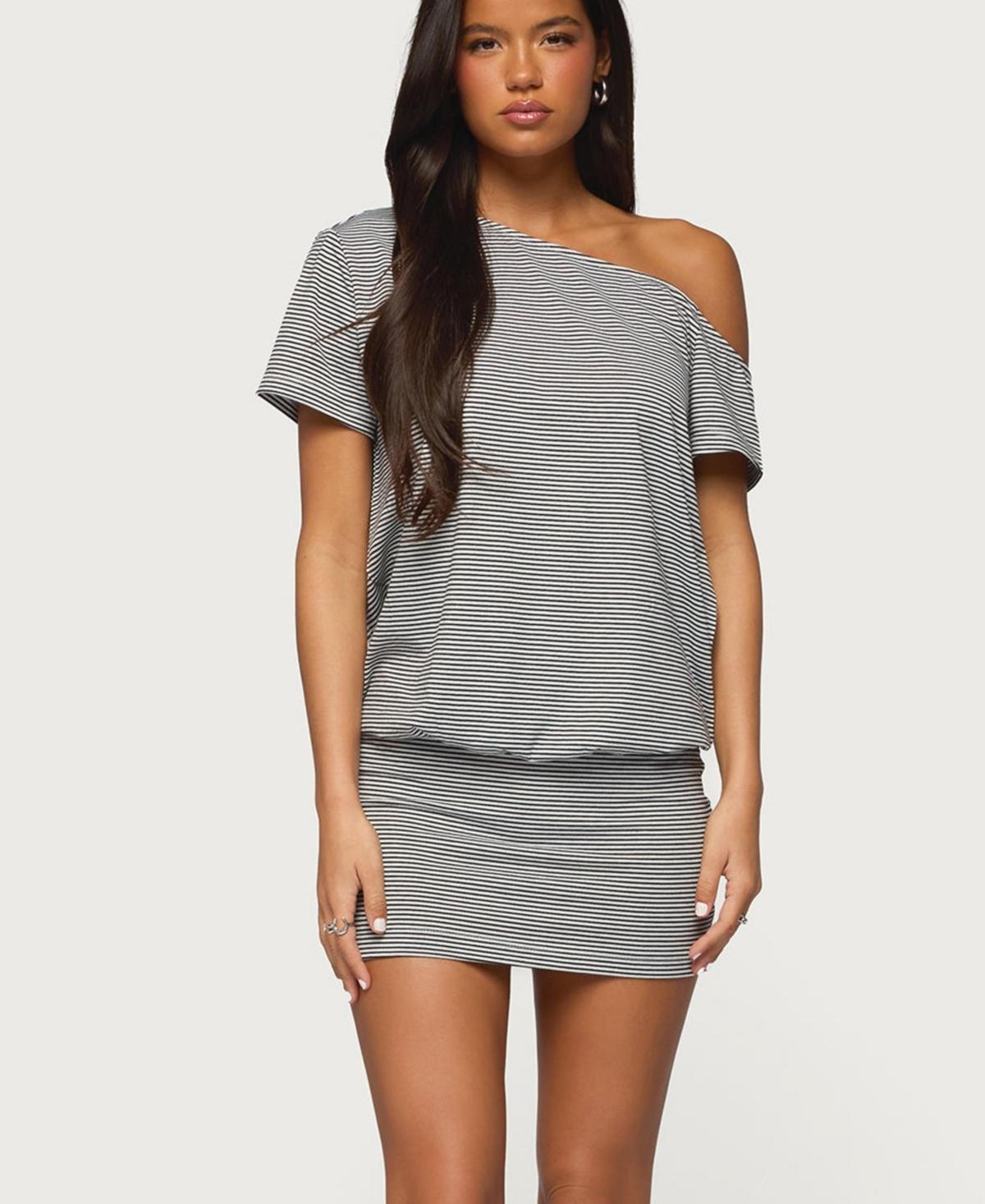 edikted grey dress Edikted Womens Shine Lace Trim Mini Dress
