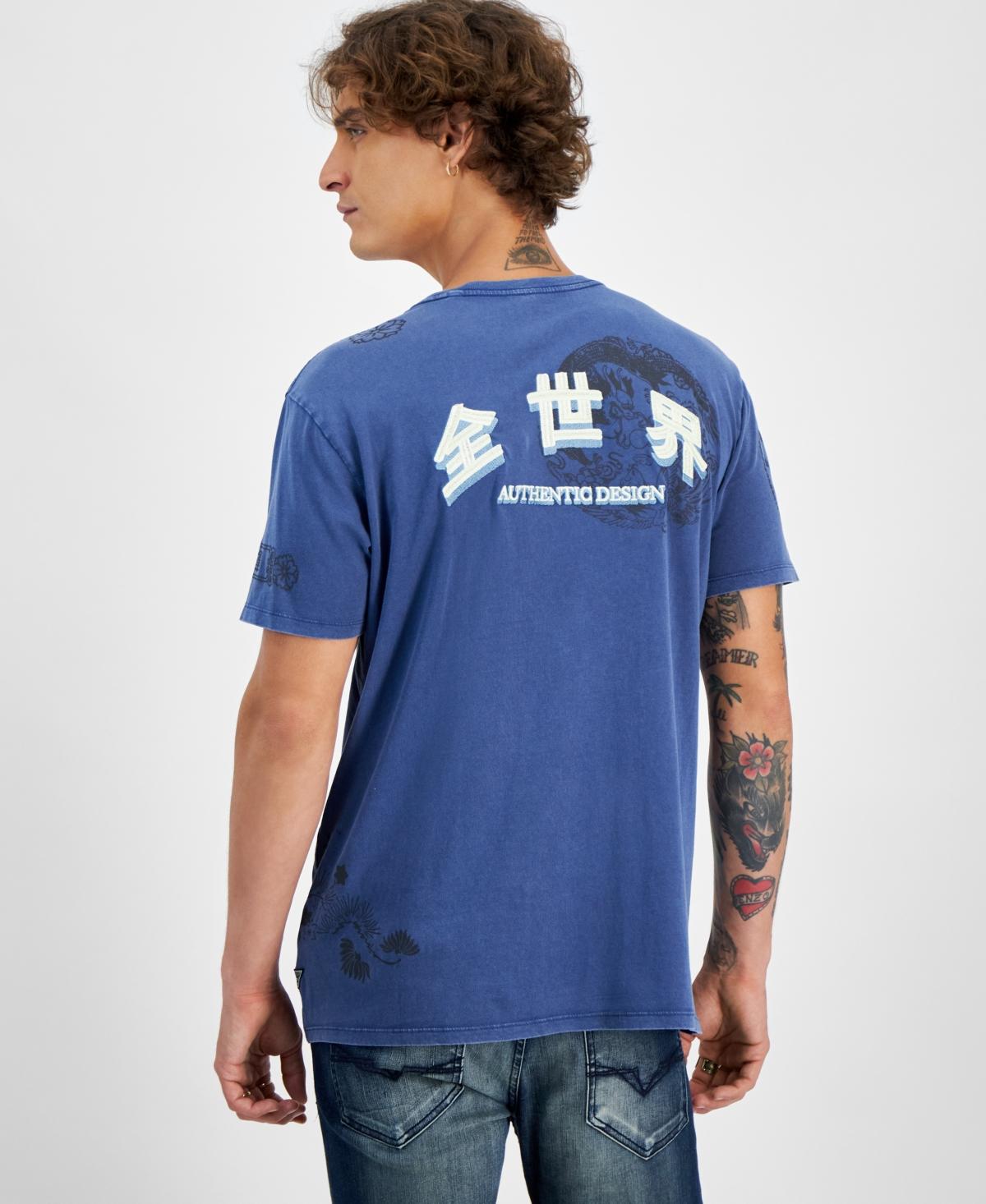 Guess Japanese Dragon Graphic T shirt in Blue for Men Lyst