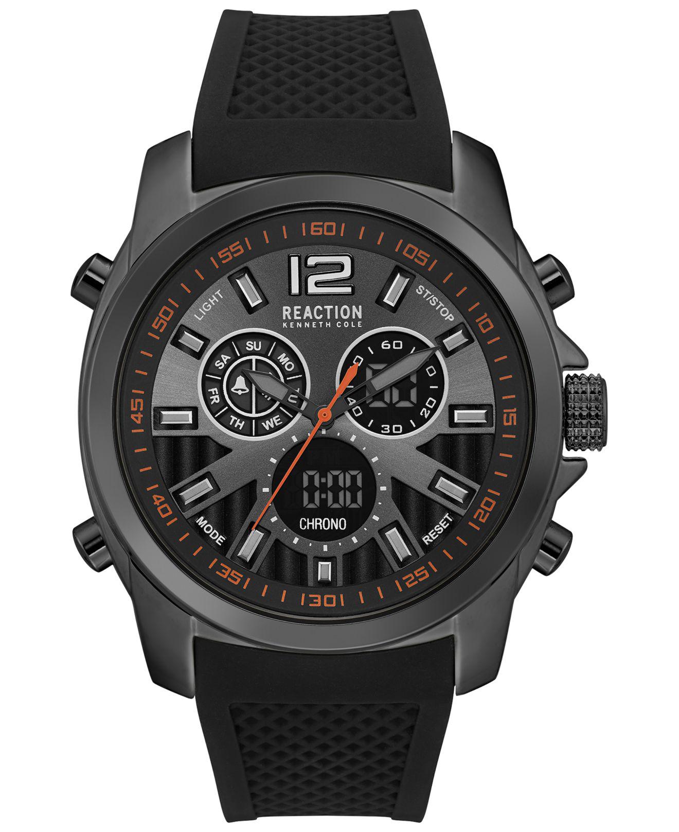 Cole Reaction Analogdigital Chronograph Black Silicone Strap