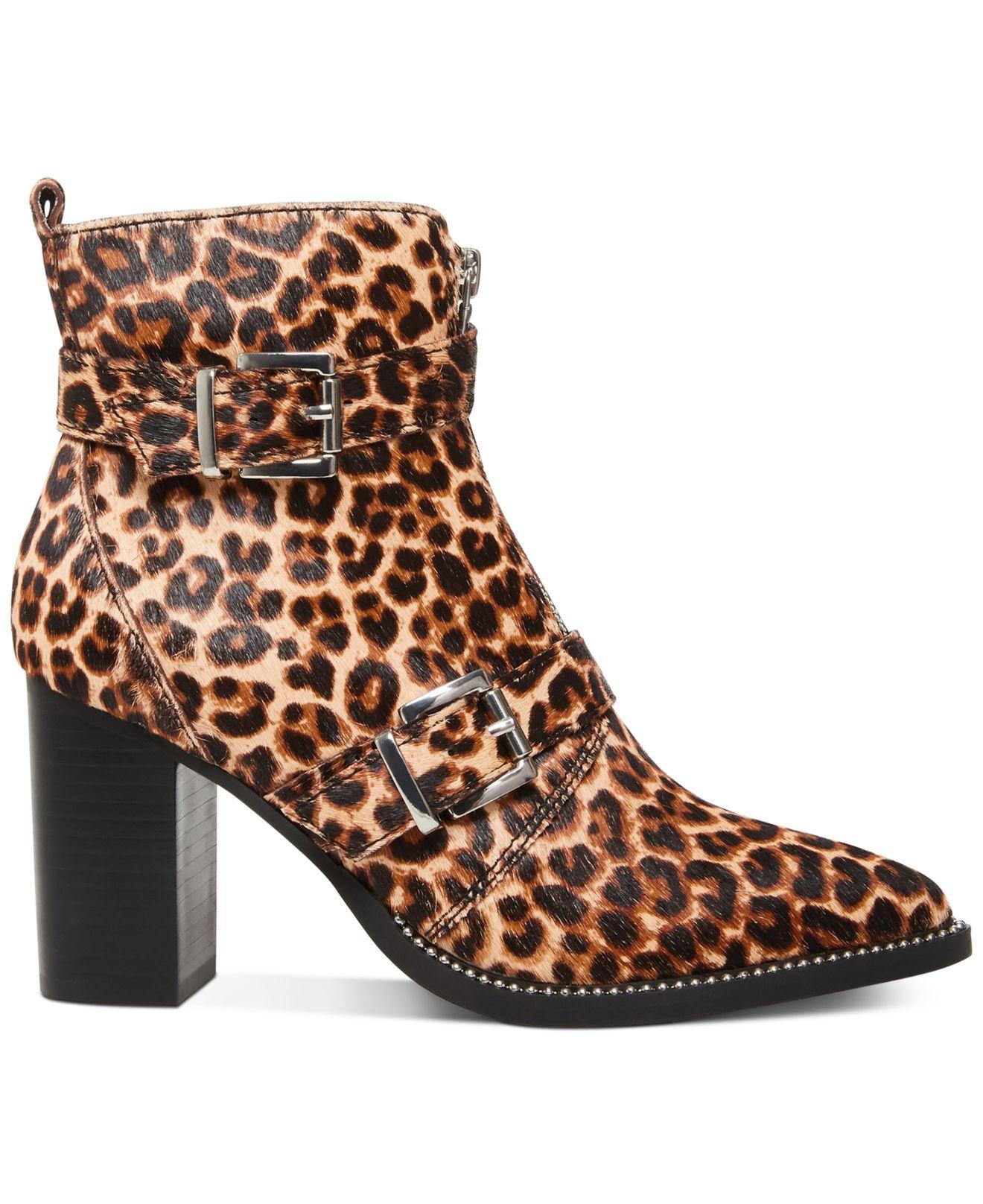 buckle leopard booties