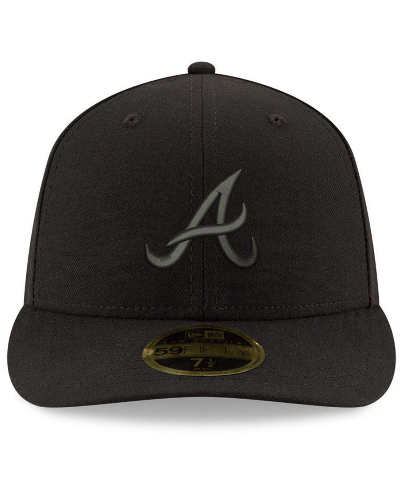 KTZ Atlanta Braves Triple Black Low Profile 59fifty Fitted Cap for