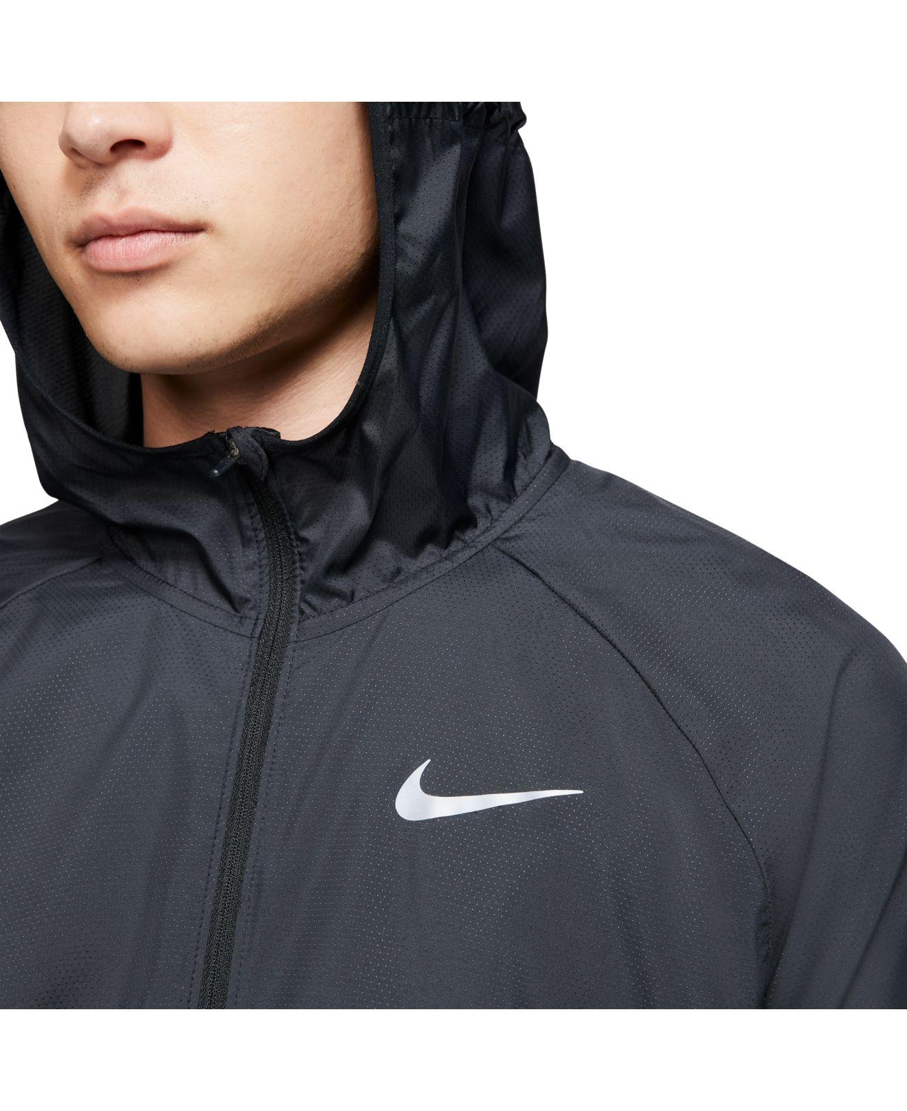 Nike Synthetic Essential Waterrepellent Hooded Running Jacket in Black