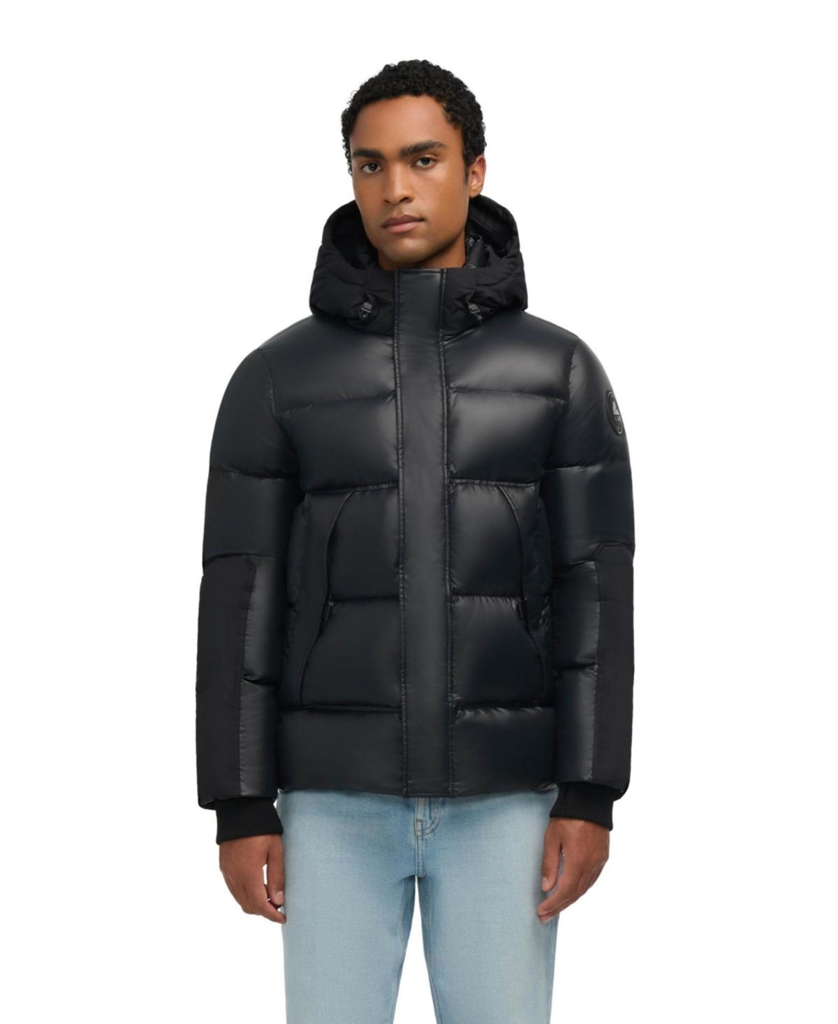 Pajar Nuray Mixed Media Color Block Puffer With Fixed Hood in
