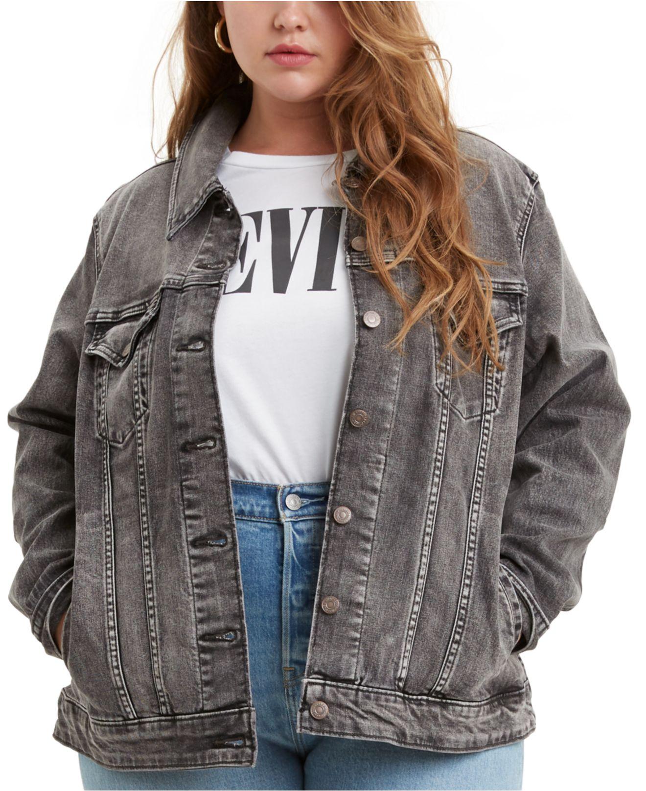 Levi&#39;s ® Trendy Plus Size Trucker Denim Jacket in Gray - Lyst