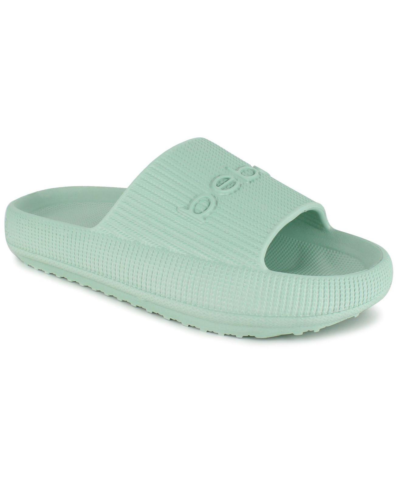 Bebe Synthetic Malaga Pool Slide Flat Sandals in Green | Lyst