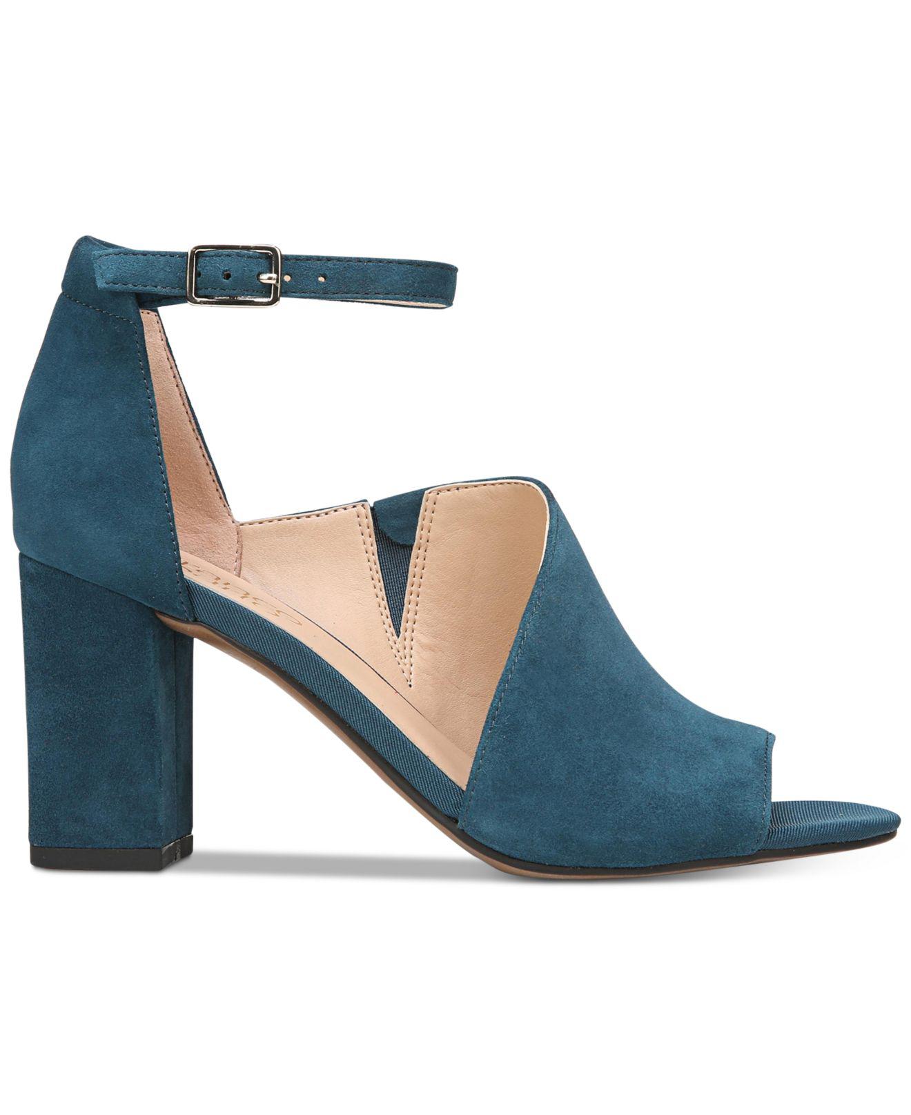 Franco Sarto Suede Gayle Block-heel Dress Sandals in Blue - Lyst