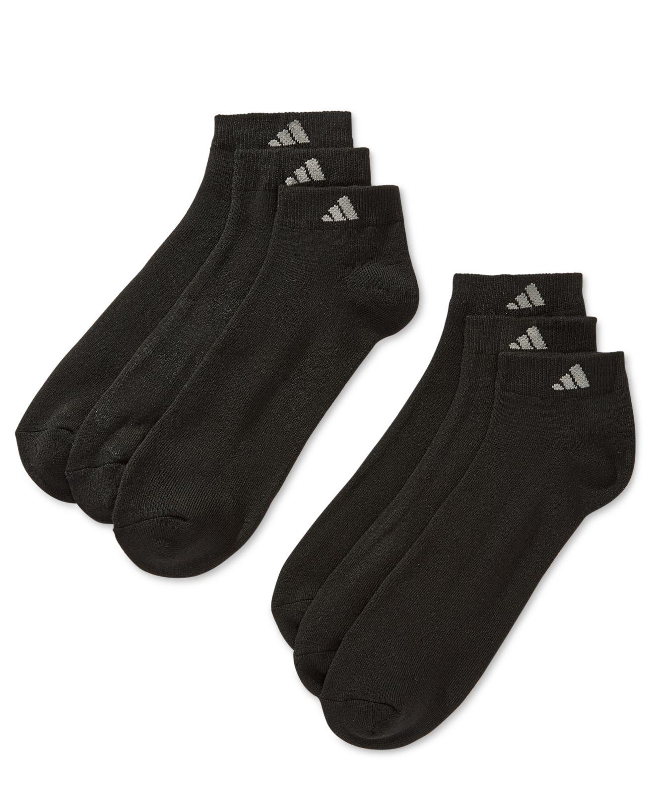 adidas Synthetic Lowcut Cushioned Extended Size Socks, 6 Pack in Black