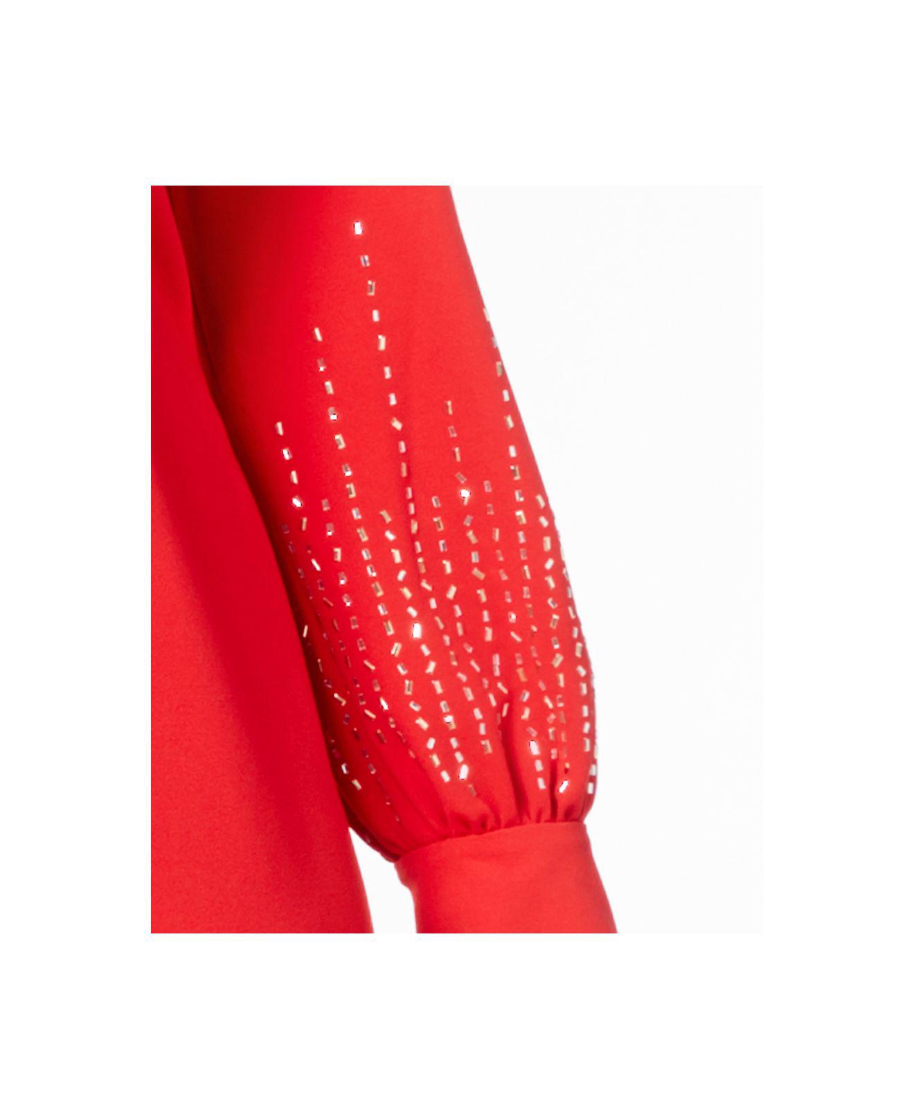 calvin klein red long sleeve dress