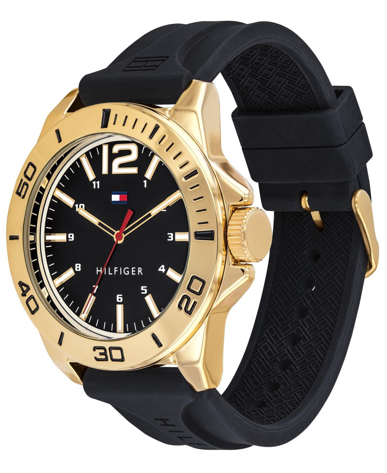Tommy Hilfiger Black Silicone Strap Watch 44mm, Created For Macy's Men - Lyst