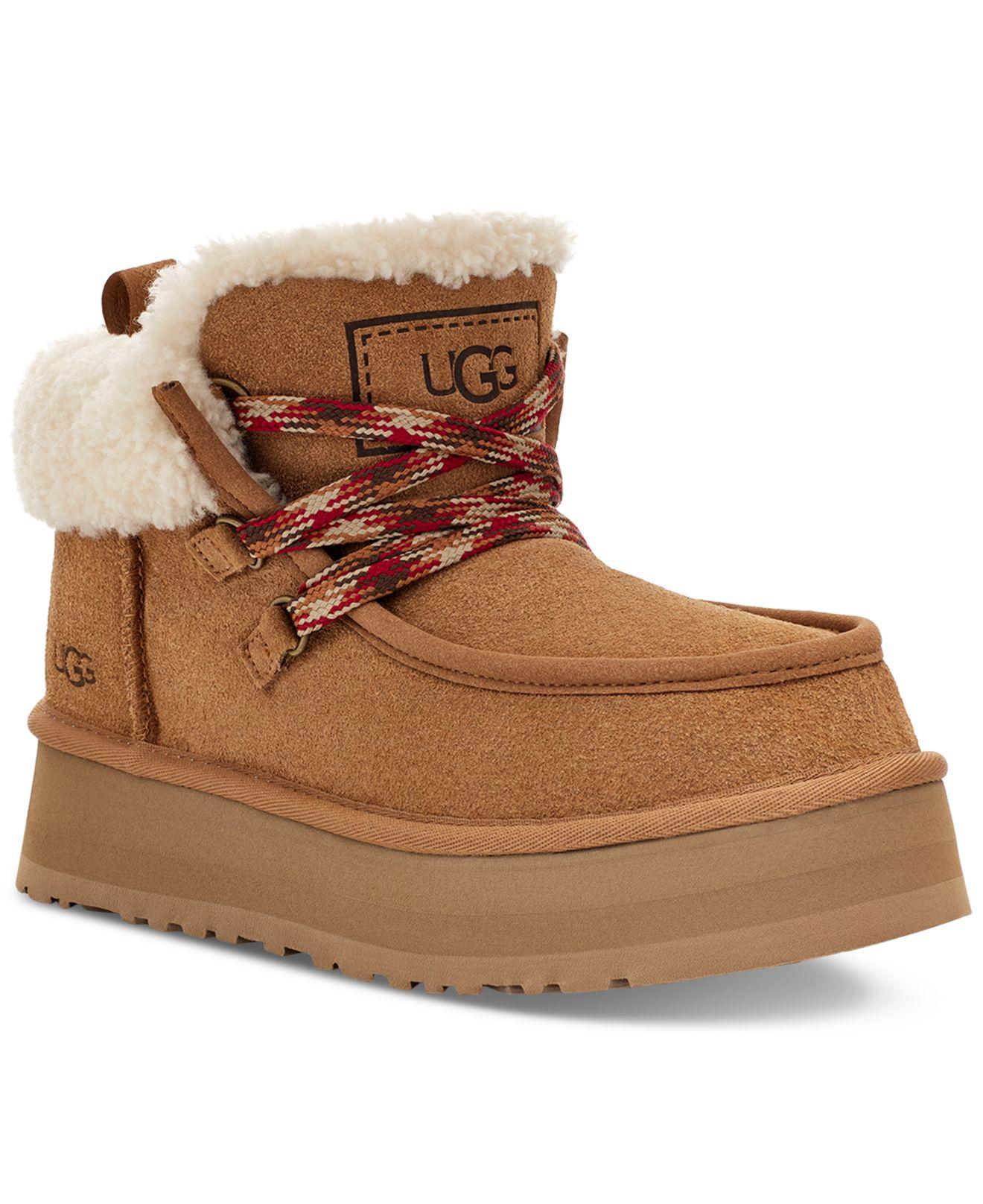 UGG Funkarra Cabin Cuffed Lace-up Cold-weather Booties in Brown | Lyst