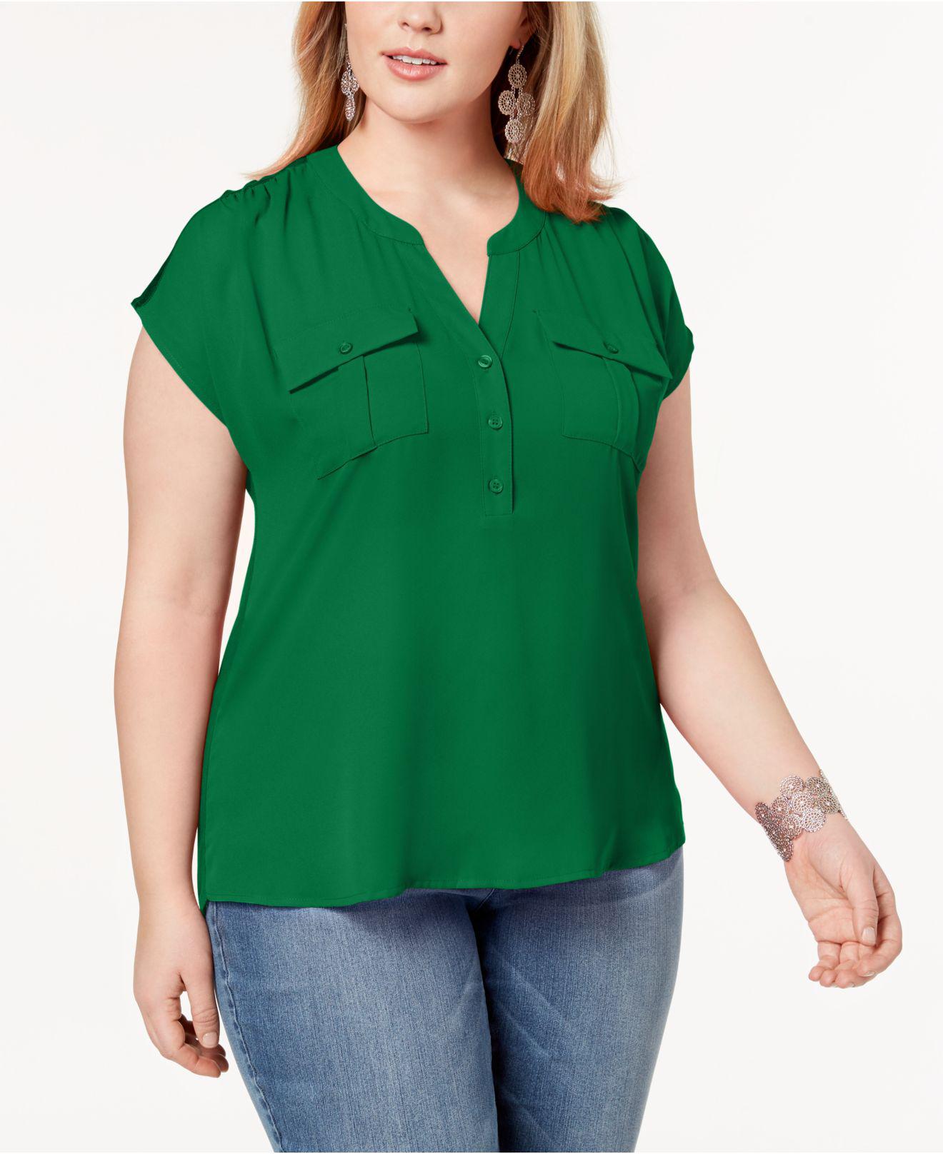 macys womens green tops