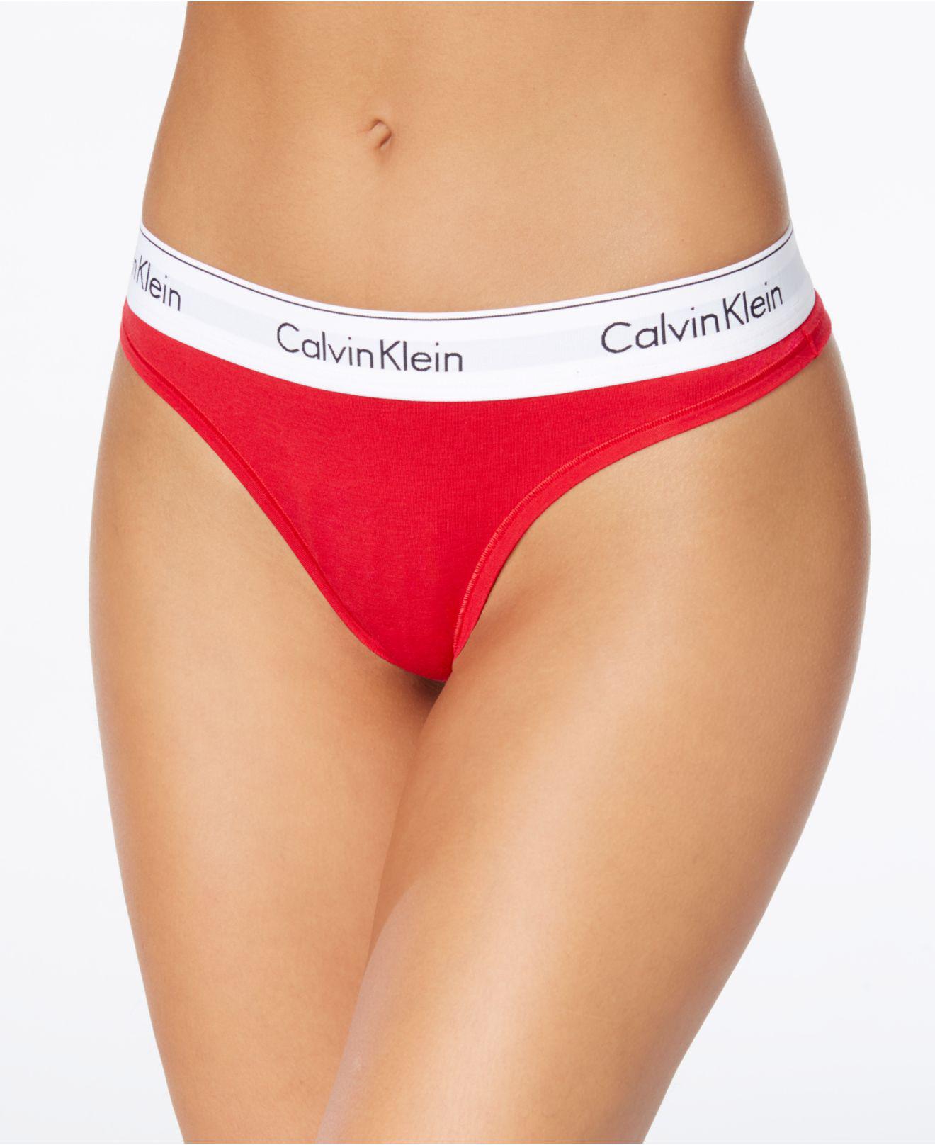 Calvin Klein Modern Cotton Thong F3786 in Red | Lyst