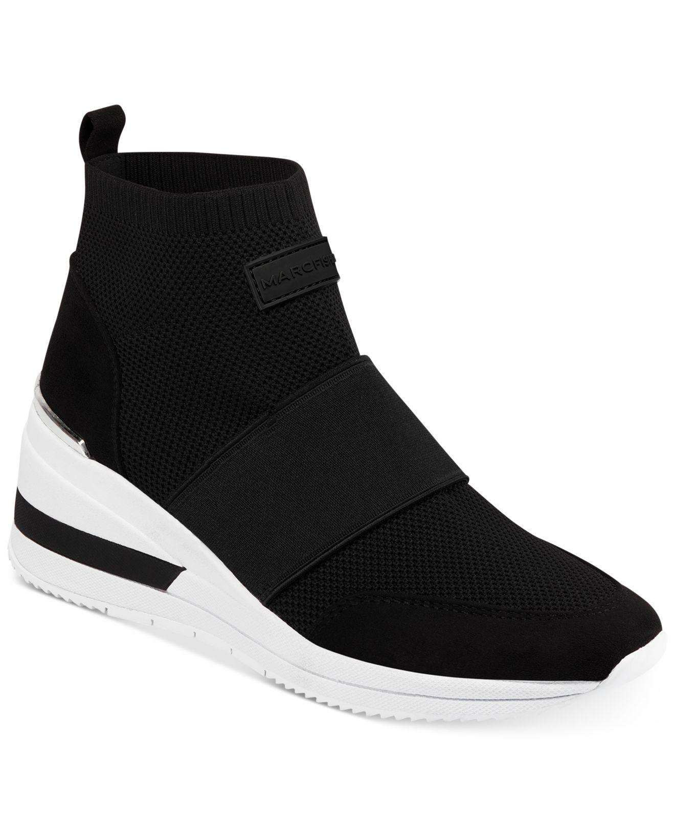 Marc Fisher Muscle Knit Wedge Sneakers in Black | Lyst