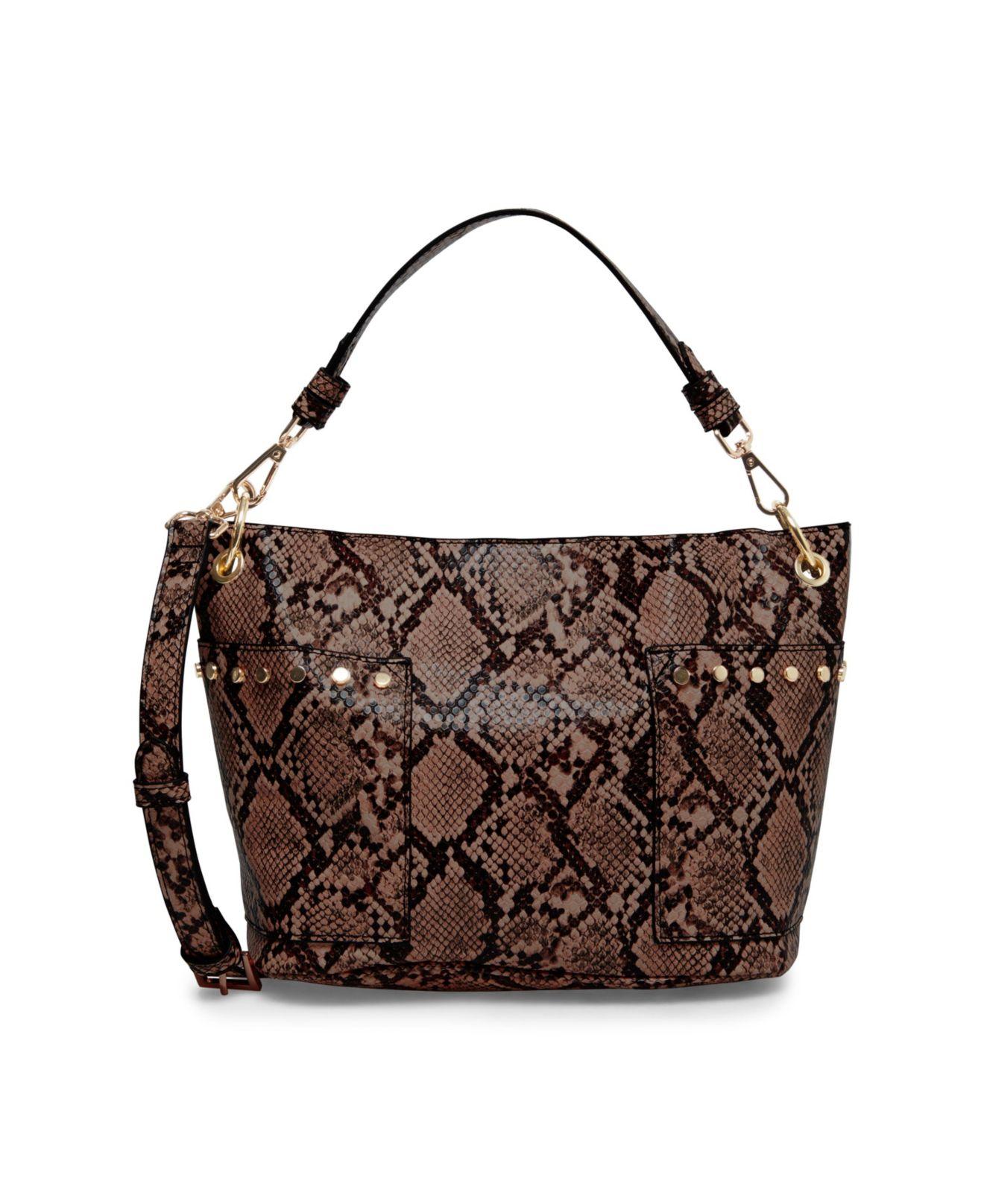 Steve Madden Luxury Snake-print Bucket Bag in Chocolate (Brown) - Lyst