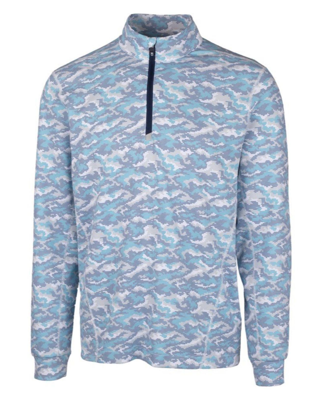 Cutter & Buck Synthetic Traverse Camo Print Half Zip Tshirt in Indigo