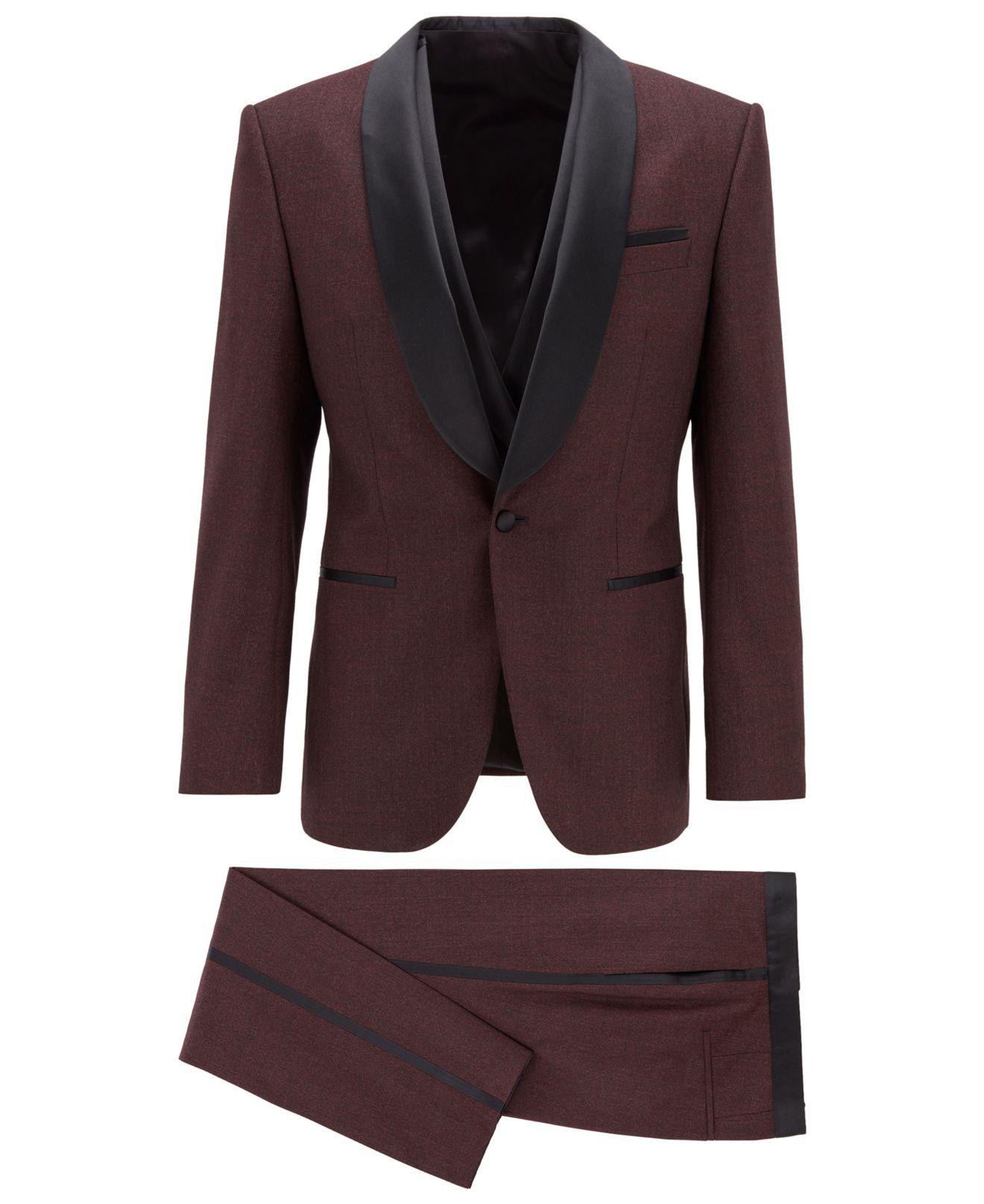 BOSS by Hugo Boss Wool Henry3/glow2 Slimfit Tuxedo Suit in Bright Red