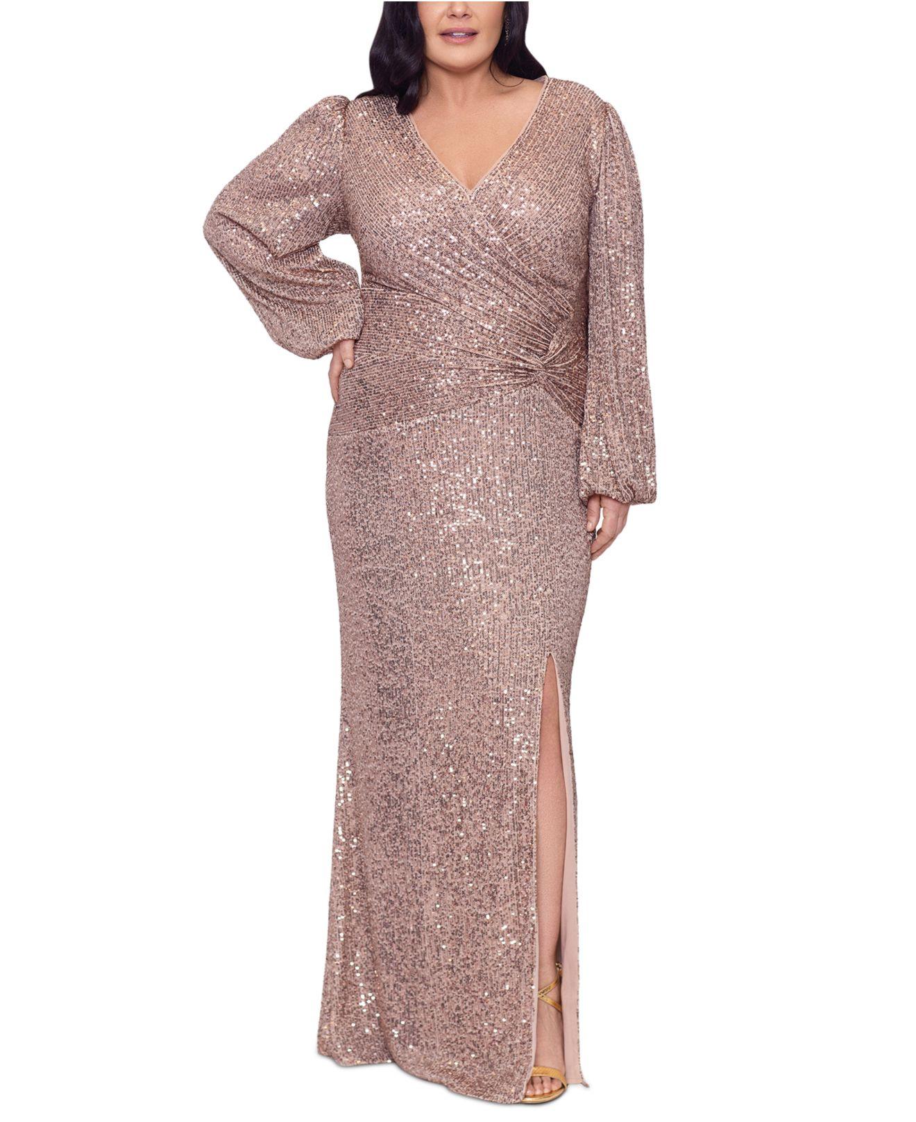 Algebra Landmand Skjult Xscape Plus Size Long Sleeve Sequin Gown | Lyst